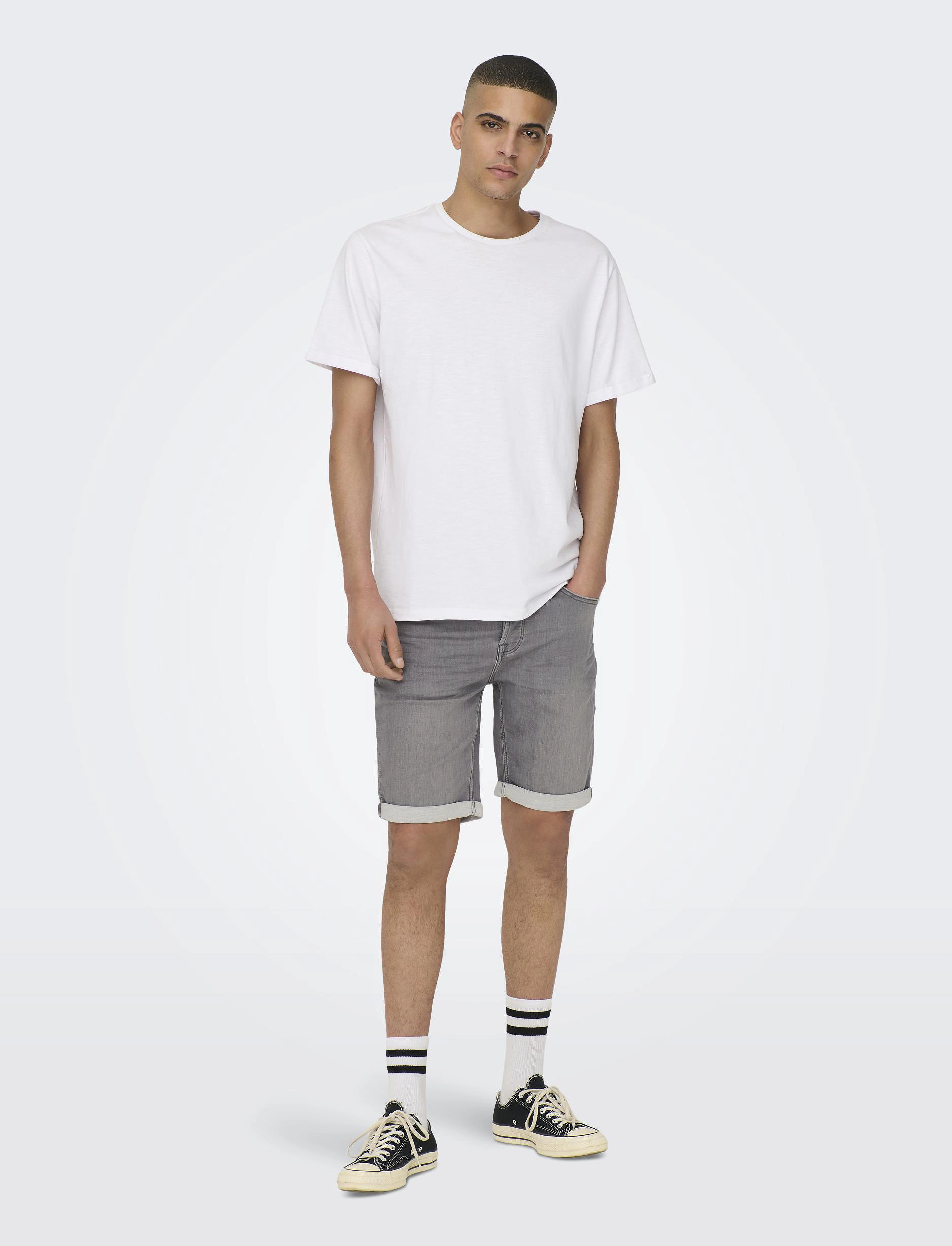 ONLY & SONS - ONSPLY JOG MG 8583 PIM DNM SHORTS NOOS - jeans shorts - grey denim - 4