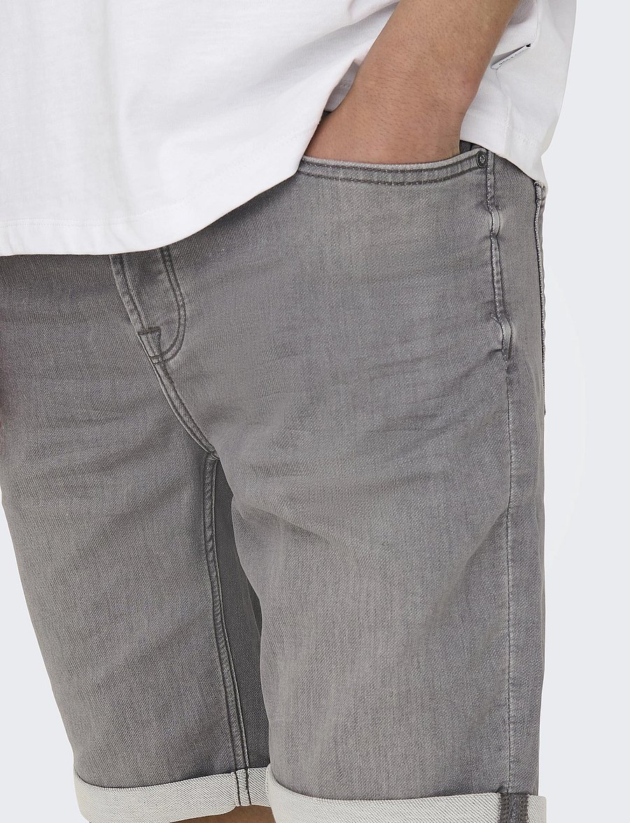 ONLY & SONS - ONSPLY JOG MG 8583 PIM DNM SHORTS NOOS - short en jean - grey denim - 5