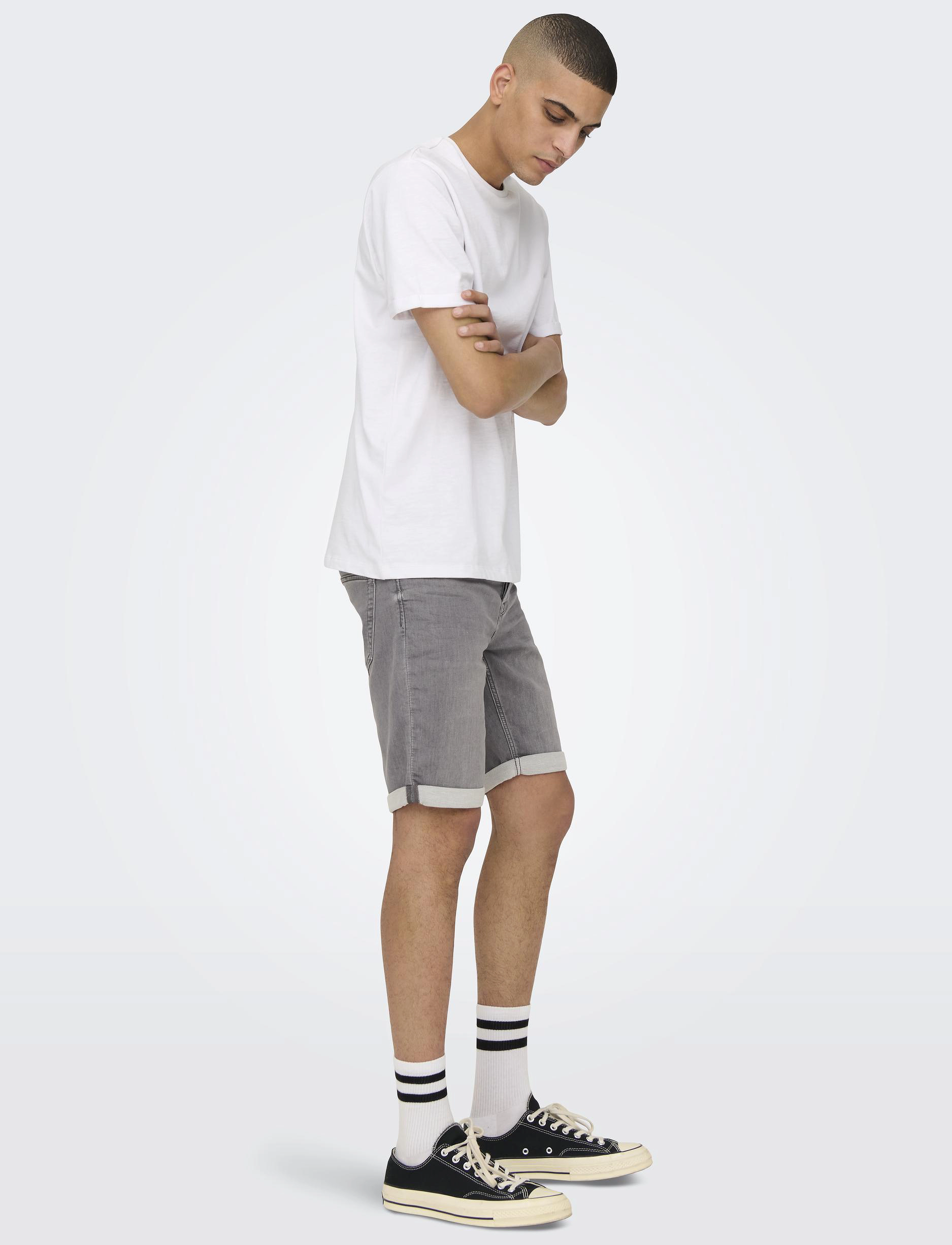 ONLY & SONS ONSPLY JOG MG 8583 PIM DNM SHORTS NOOS - Streetstyle - GREY DENIM / grey