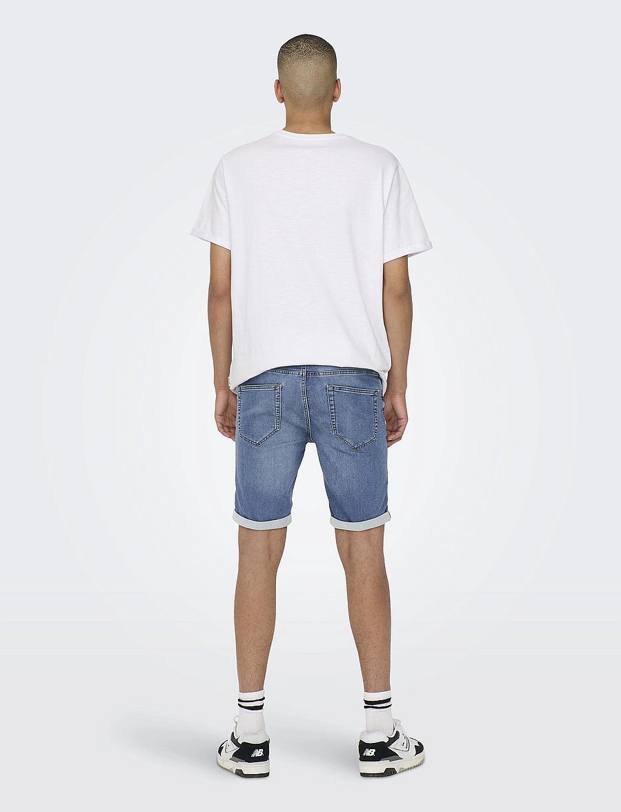 ONLY & SONS - ONSPLY JOG MB 8584 PIM DNM SHORTS NOOS - short en jean - blue denim - 3