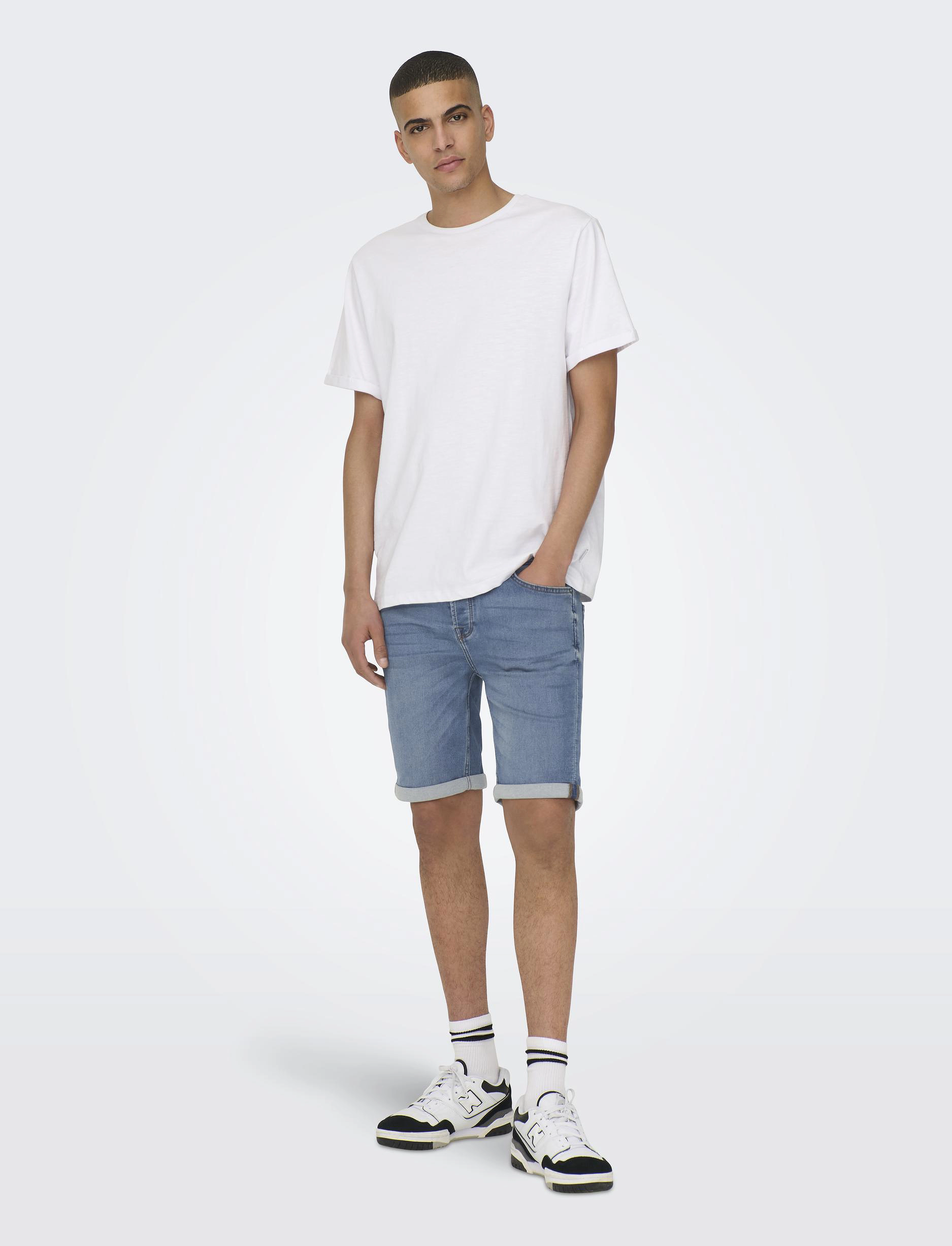 ONLY & SONS - ONSPLY JOG MB 8584 PIM DNM SHORTS NOOS - jeans shorts - blue denim - 4