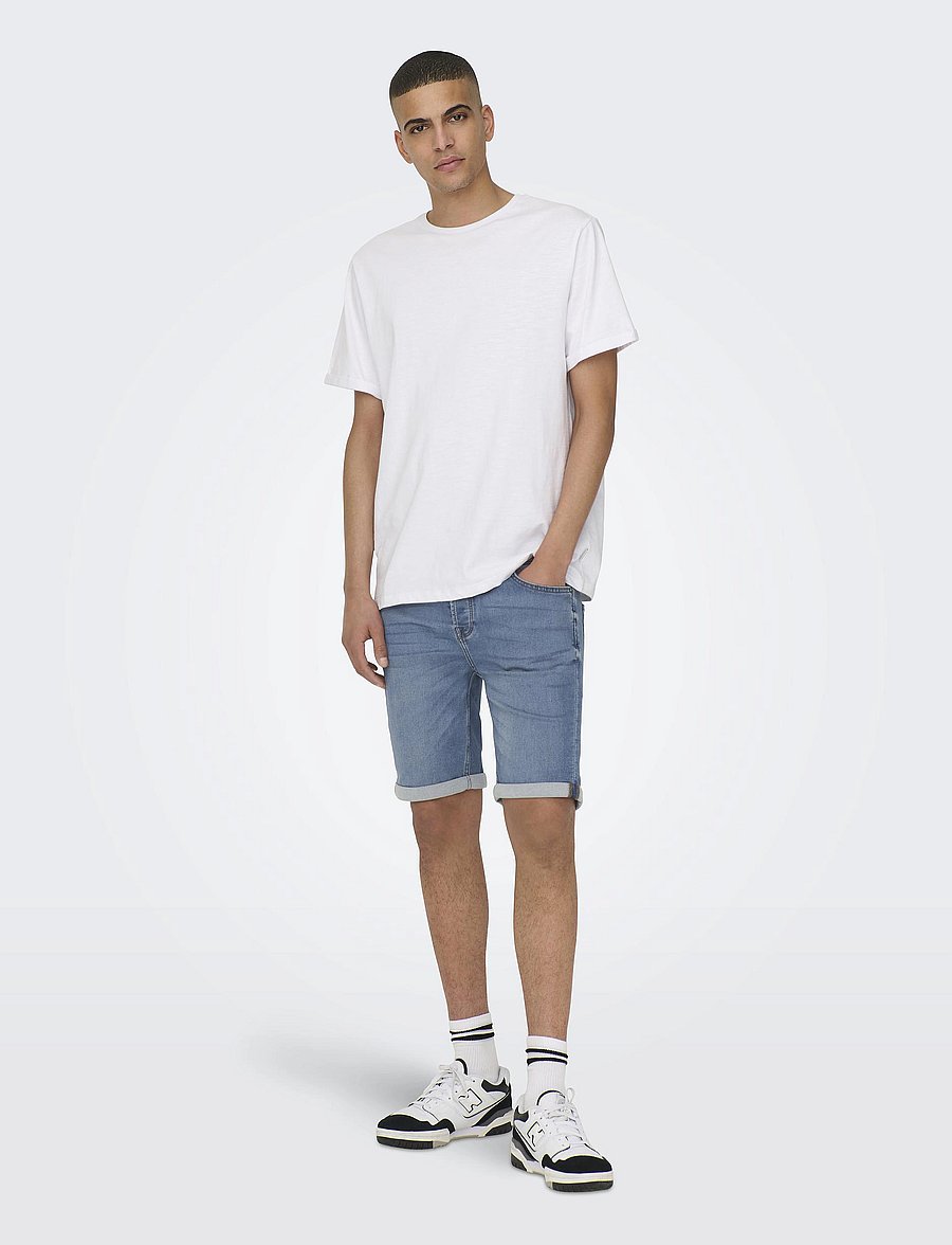 ONLY & SONS - ONSPLY JOG MB 8584 PIM DNM SHORTS NOOS - short en jean - blue denim - 4