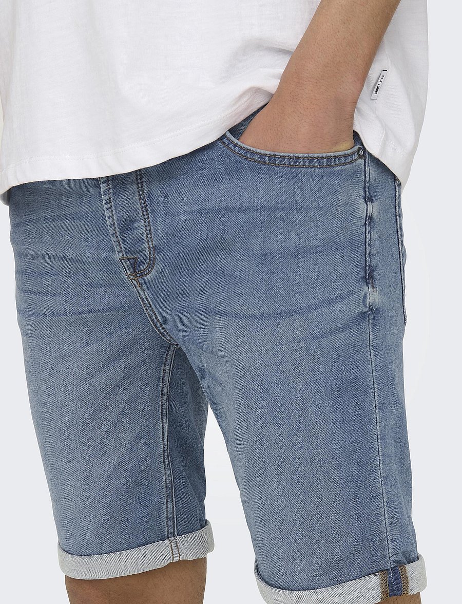 ONLY & SONS - ONSPLY JOG MB 8584 PIM DNM SHORTS NOOS - short en jean - blue denim - 5