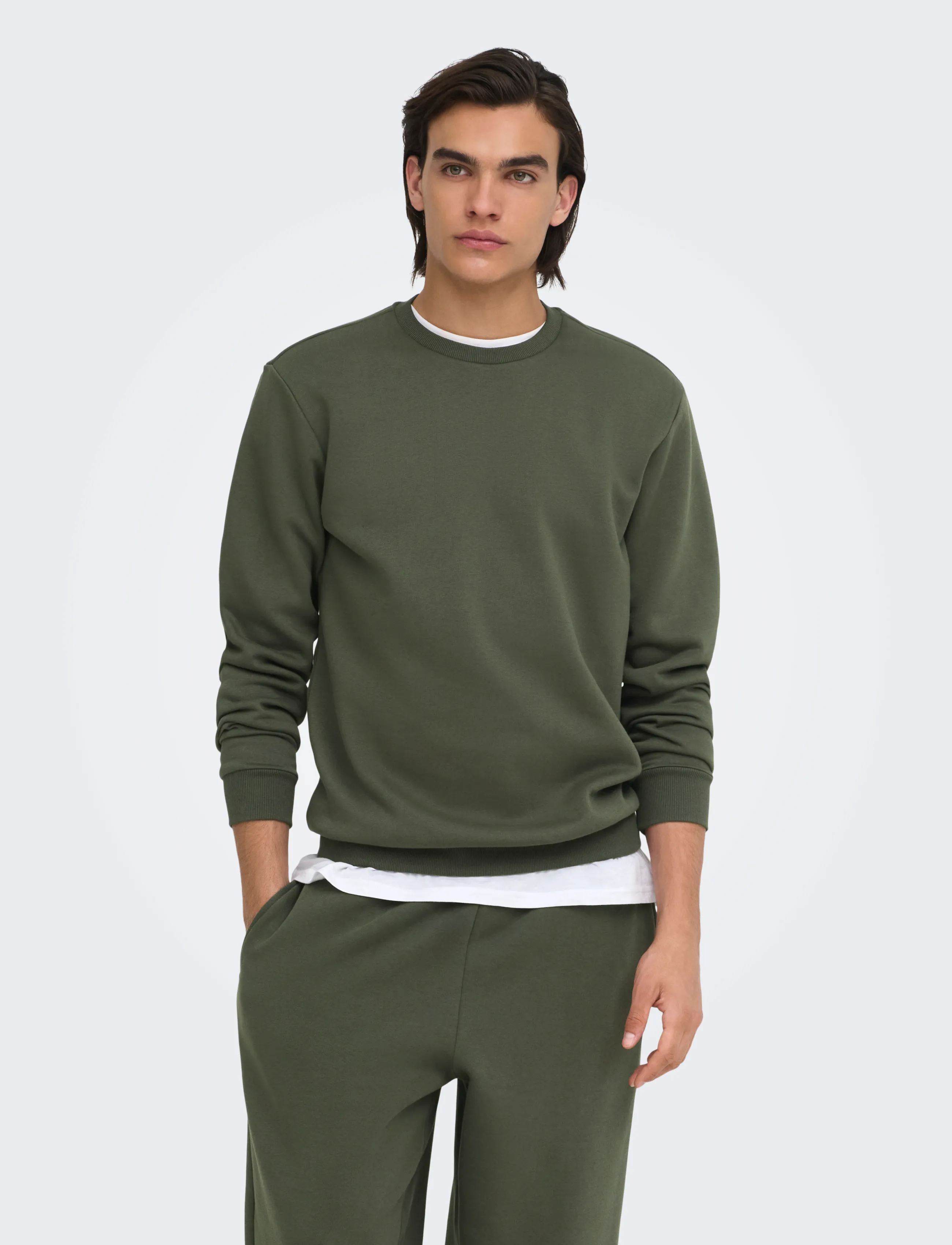 ONLY & SONS ONSCERES CREW NECK NOOS - Kleidung - BELUGA / khaki/green