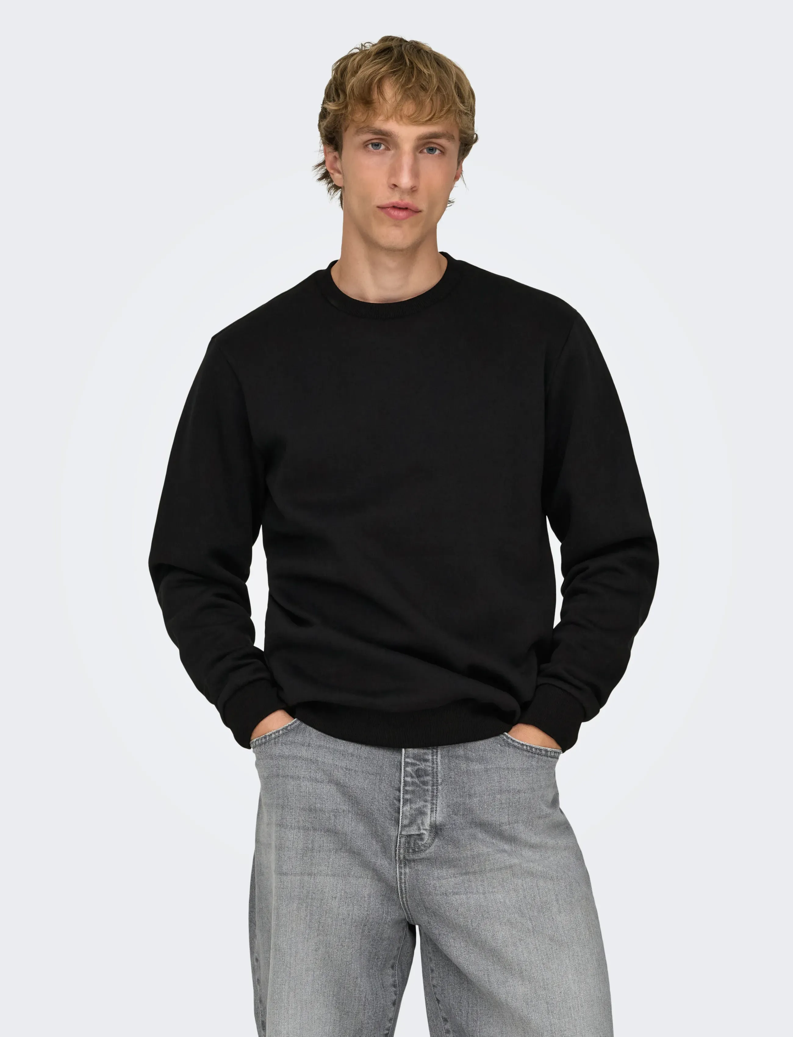 ONLY & SONS ONSCERES CREW NECK NOOS - ONLY & SONS - BLACK / black