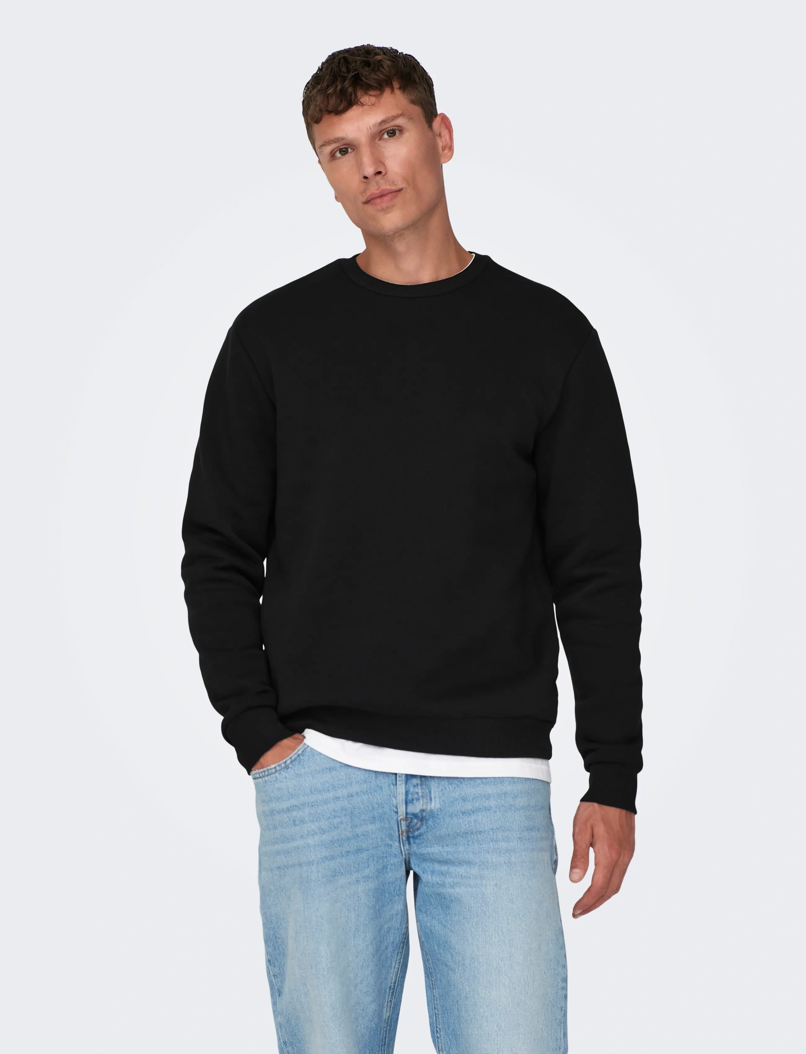 ONLY & SONS ONSCERES CREW NECK NOOS - Dressipluusid - BLACK / black