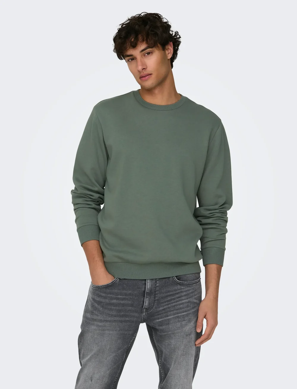 ONLY & SONS - ONSCERES CREW NECK NOOS - kollektsioonid - castor gray - 0