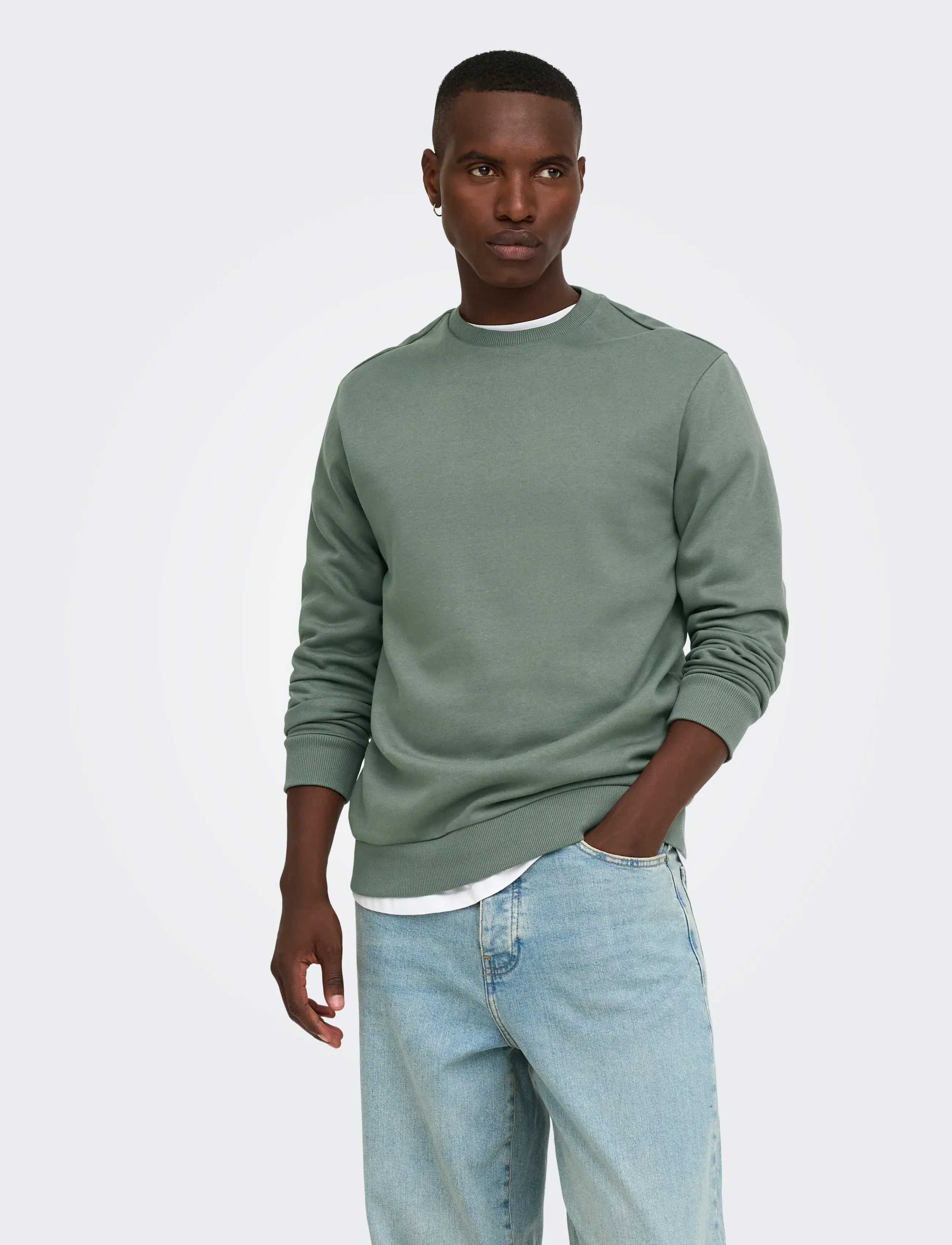 ONLY & SONS ONSCERES CREW NECK NOOS - Kläder - CASTOR GRAY / grey