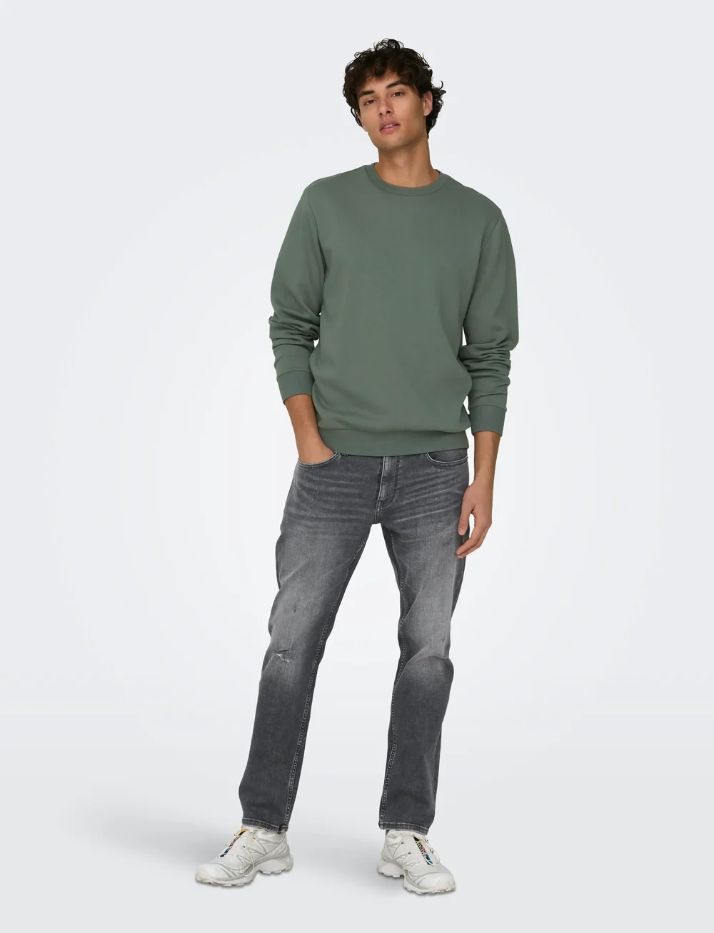 ONLY & SONS - ONSCERES CREW NECK NOOS - kollektsioonid - castor gray - 4