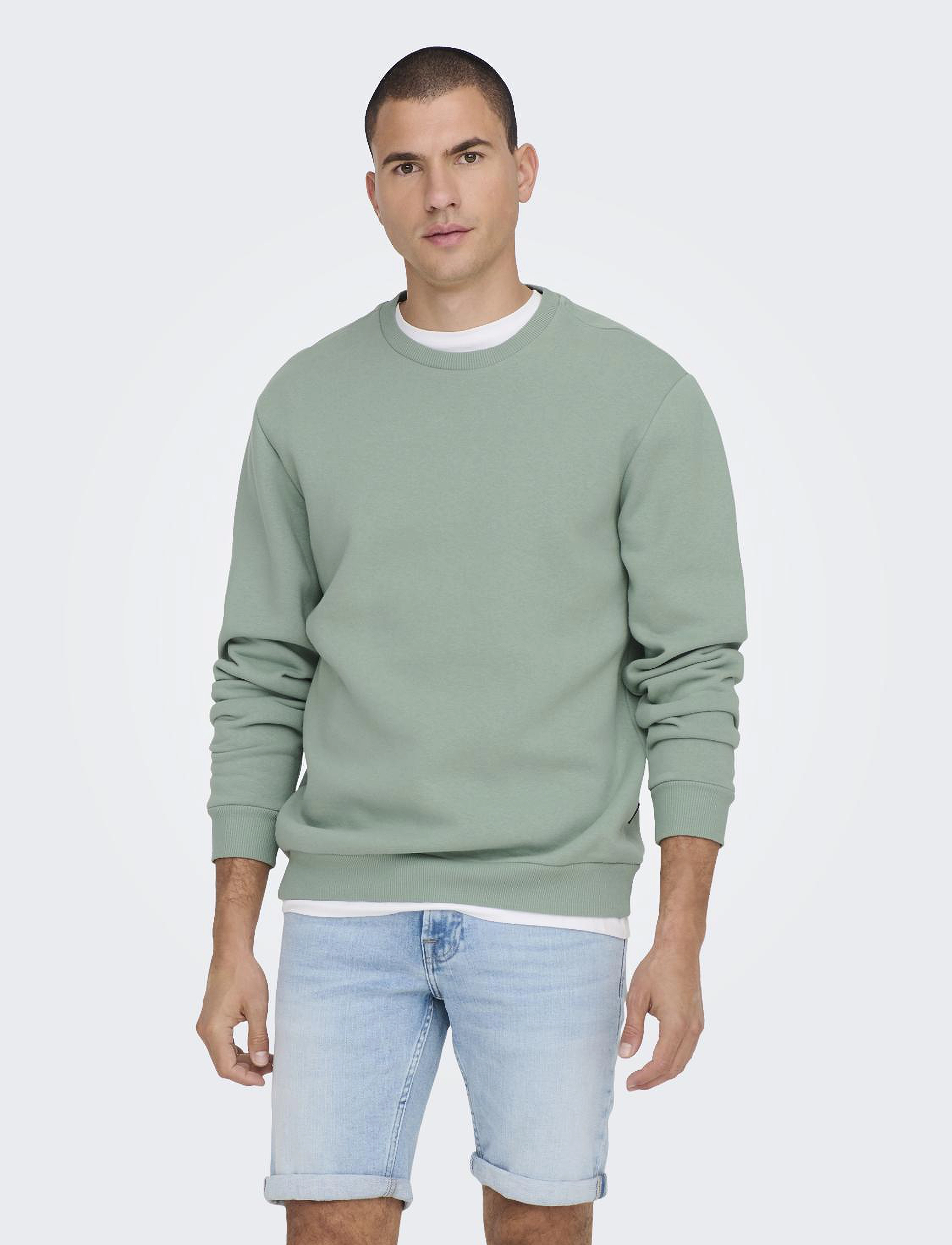 ONLY & SONS ONSCERES CREW NECK NOOS - Tøj - CHINOIS GREEN / green