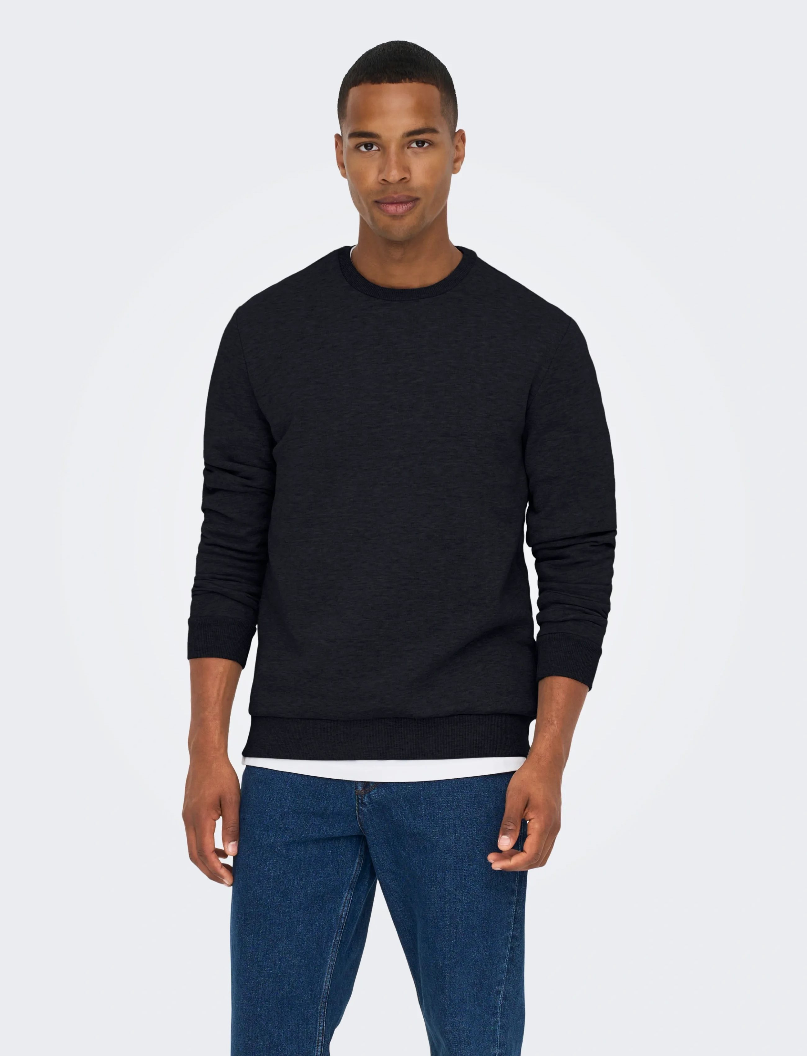 ONLY & SONS ONSCERES CREW NECK NOOS - Dressipluusid - DARK NAVY / black