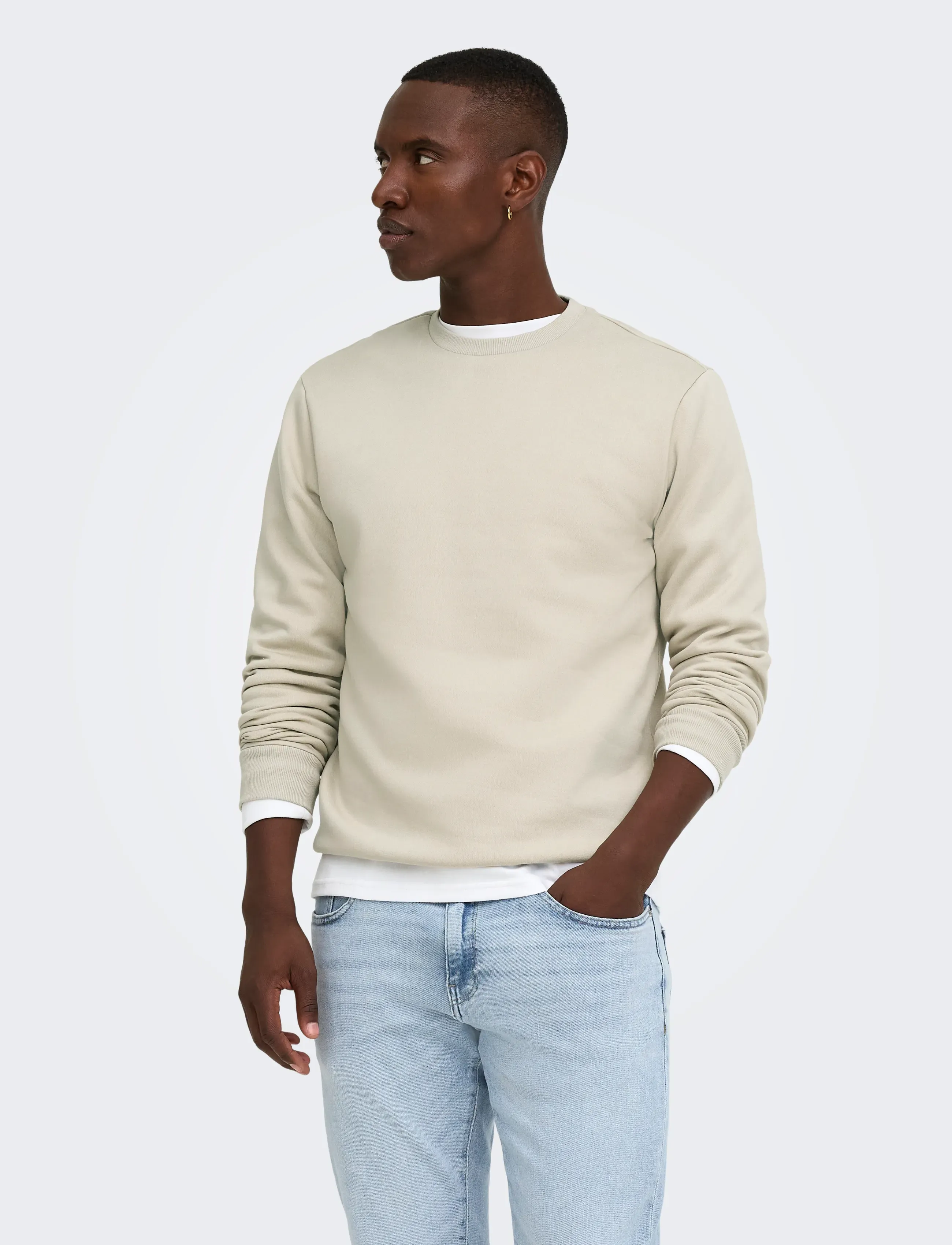 ONLY & SONS ONSCERES CREW NECK NOOS - Sweatshirts - SILVER LINING / beige