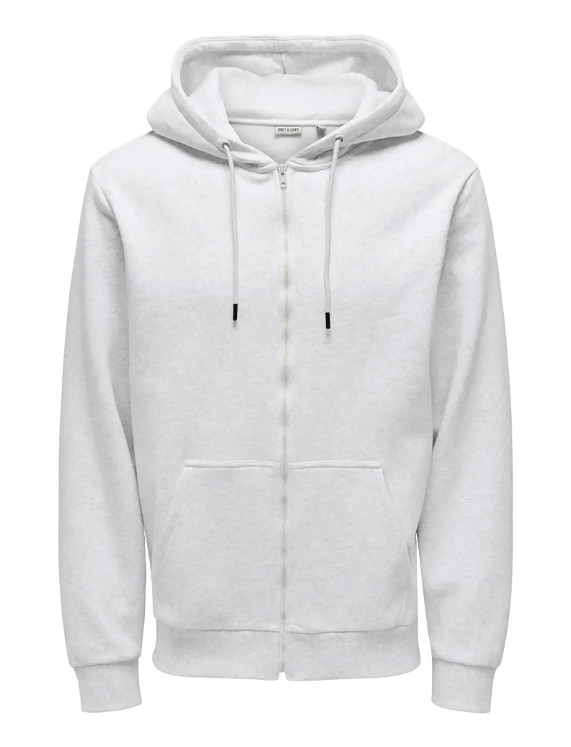ONLY & SONS - ONSCERES ZIP THR. HOODIE SWEAT NOOS - sweats à capuche - super light grey melange - 1
