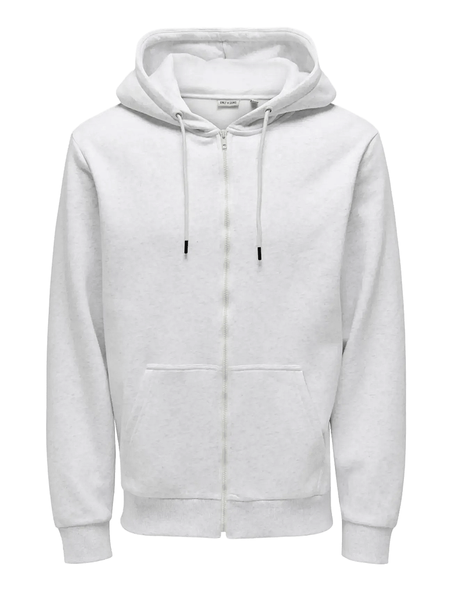 ONLY & SONS - ONSCERES ZIP THR. HOODIE SWEAT NOOS - bluzy z kapturem - super light grey melange - 1