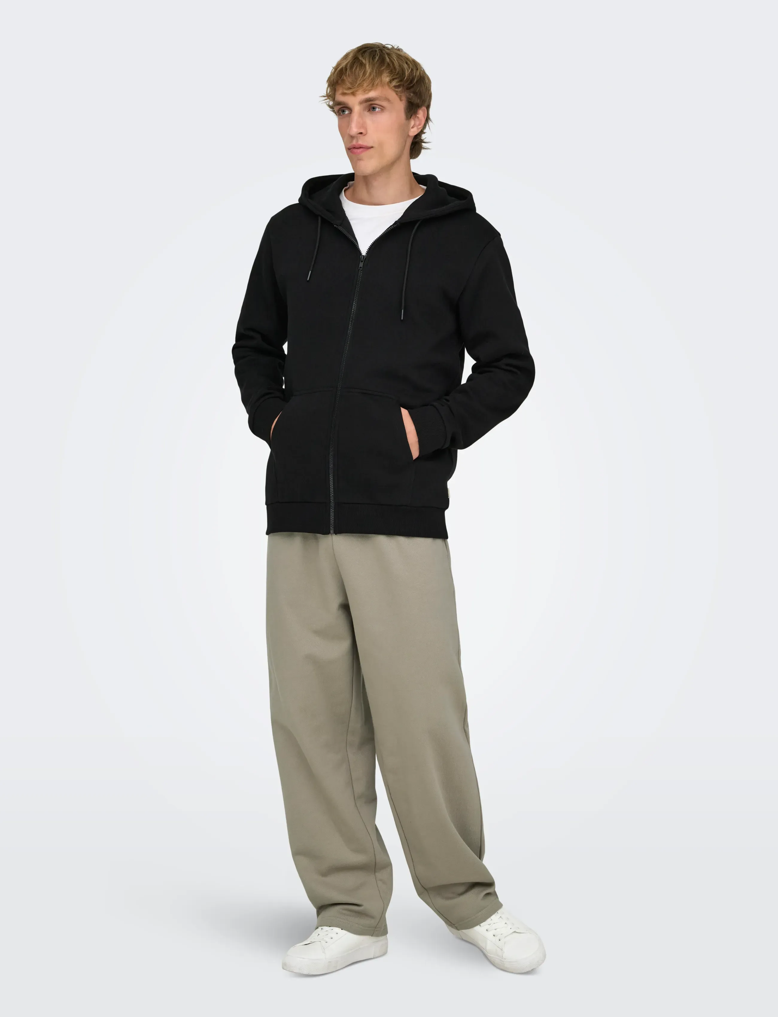 ONLY & SONS ONSCERES ZIP THR. HOODIE SWEAT NOOS - Campaign - BLACK / black