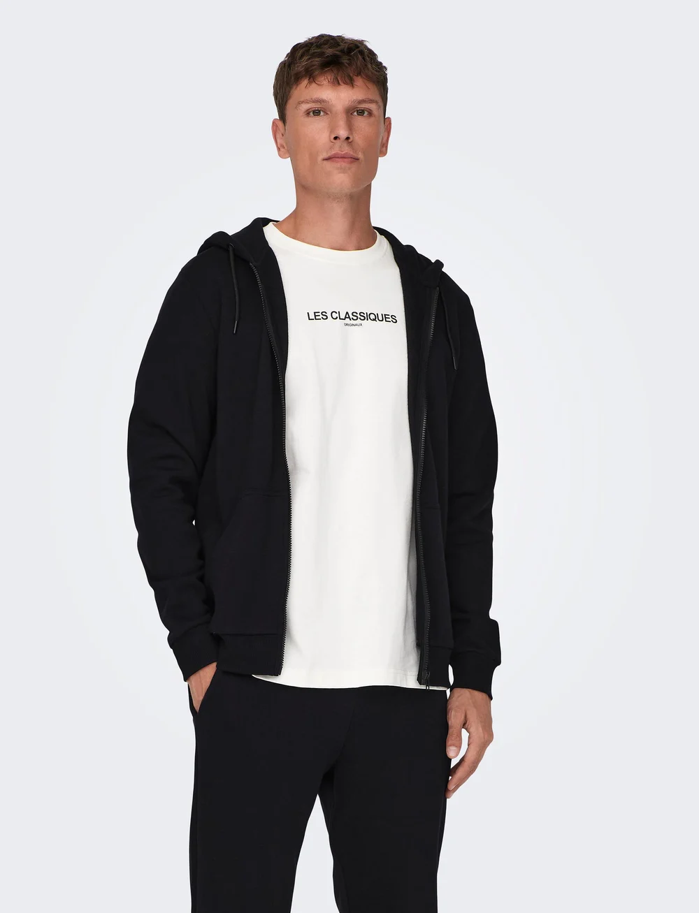 ONLY & SONS - ONSCERES ZIP THR. HOODIE SWEAT NOOS - kapuutsiga dressipluusid - black - 0
