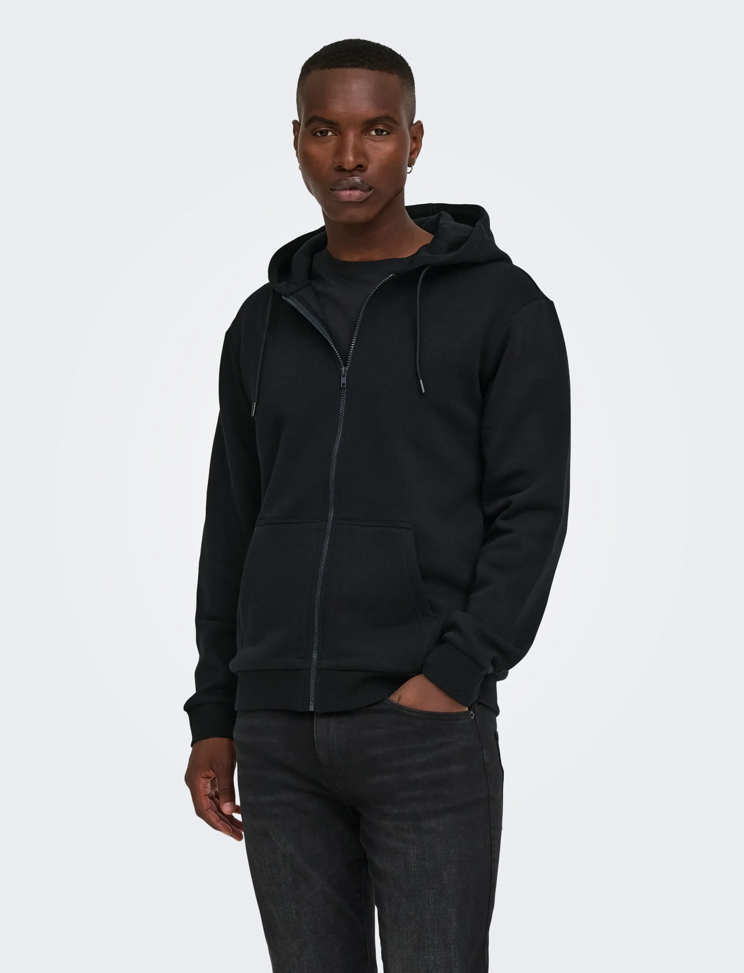 ONLY & SONS ONSCERES ZIP THR. HOODIE SWEAT NOOS - Kleidung - BLACK / black