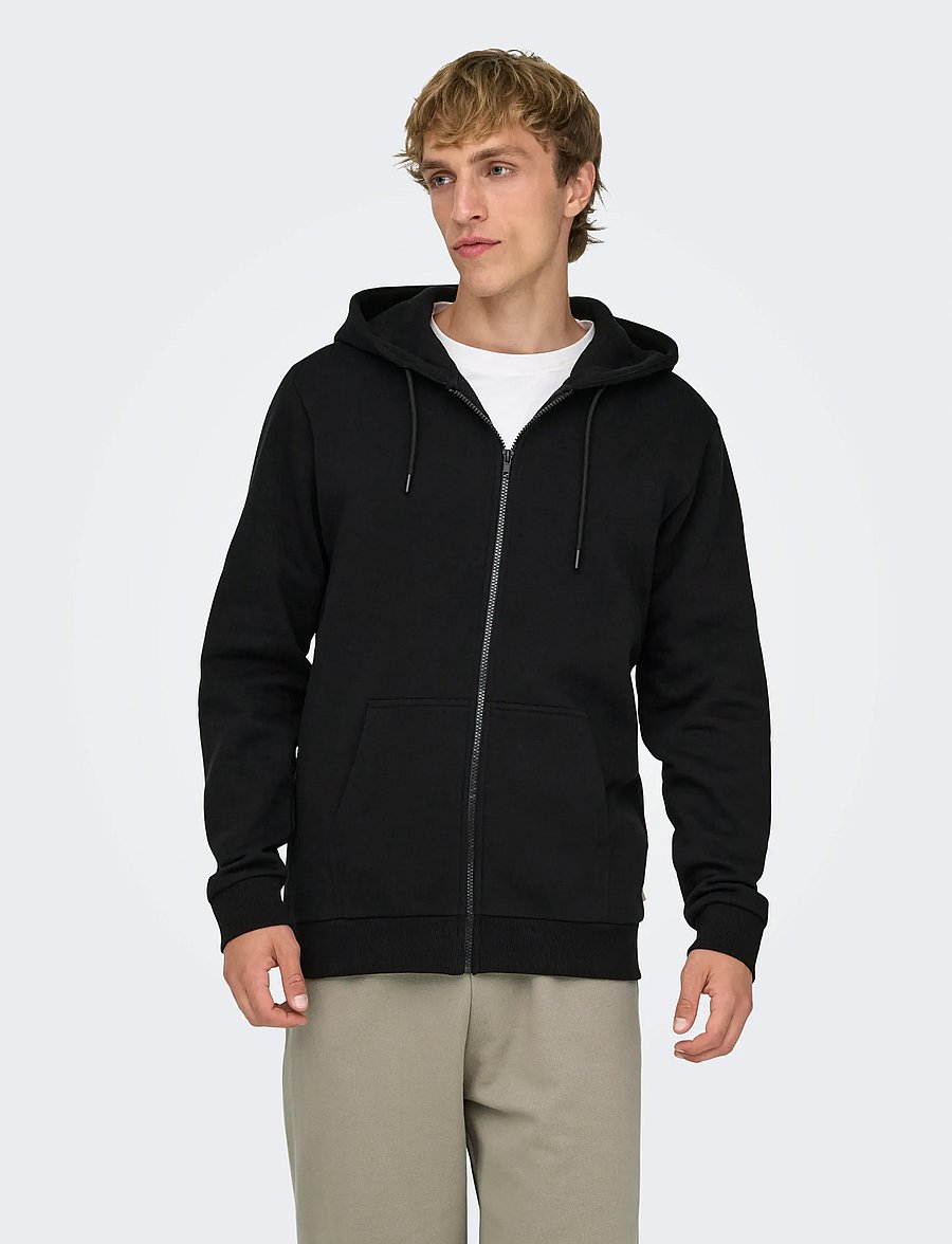 ONLY & SONS - ONSCERES ZIP THR. HOODIE SWEAT NOOS - hoodies - black - 4