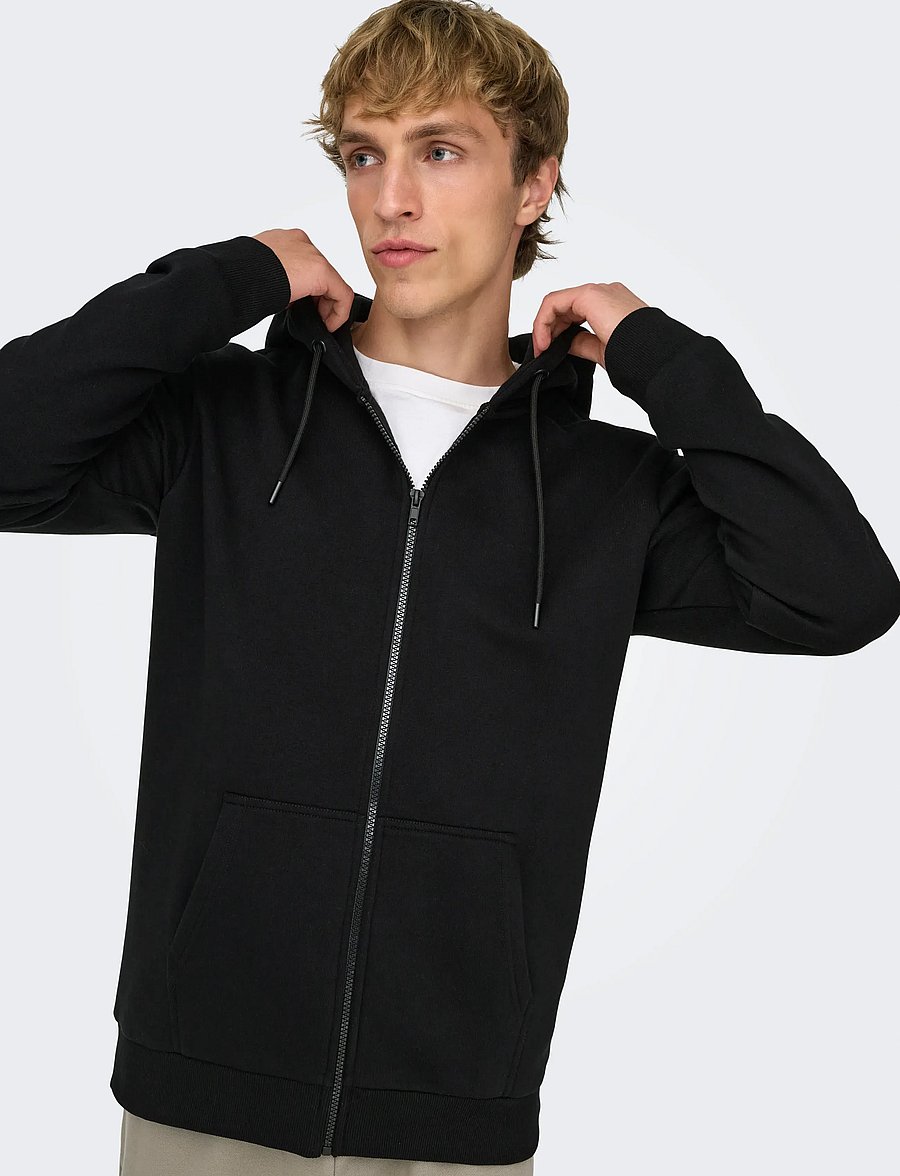 ONLY & SONS - ONSCERES ZIP THR. HOODIE SWEAT NOOS - hoodies - black - 5