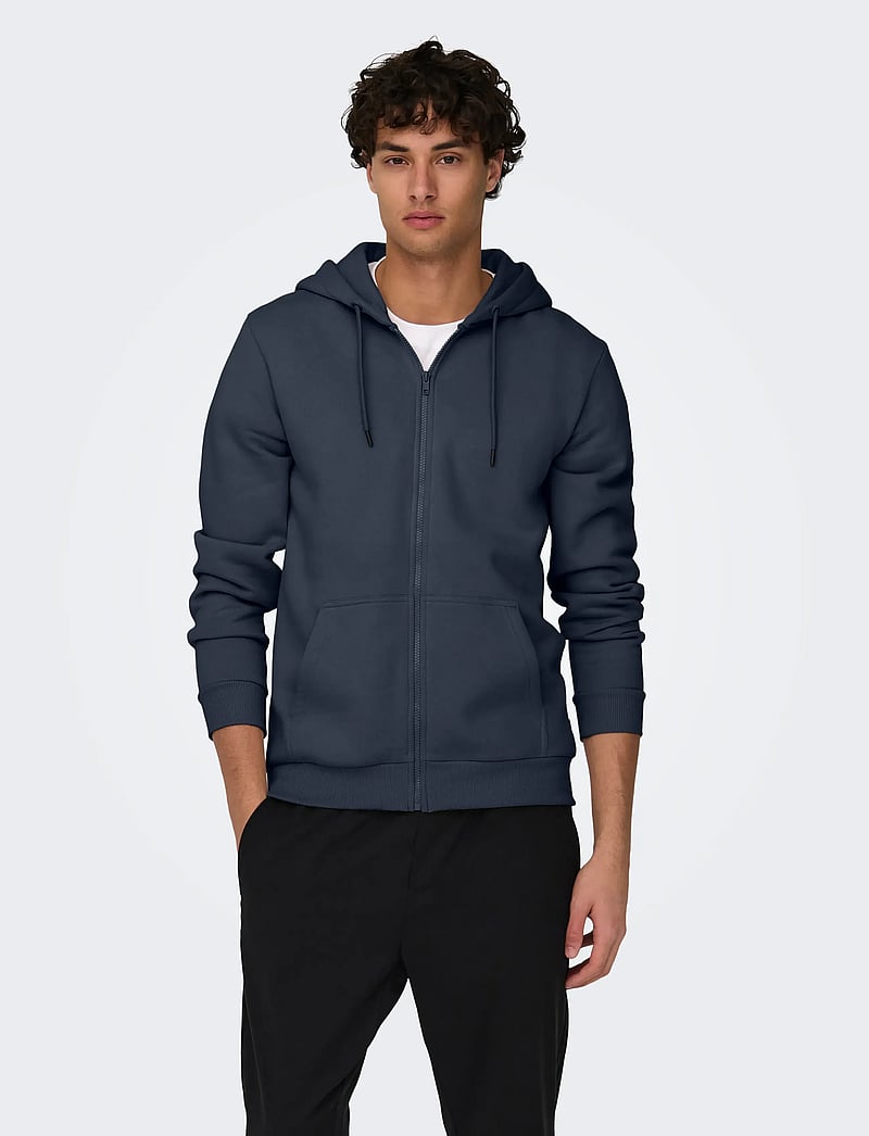ONLY & SONS - ONSCERES ZIP THR. HOODIE SWEAT NOOS - kapuzenpullover - blue nights - 0