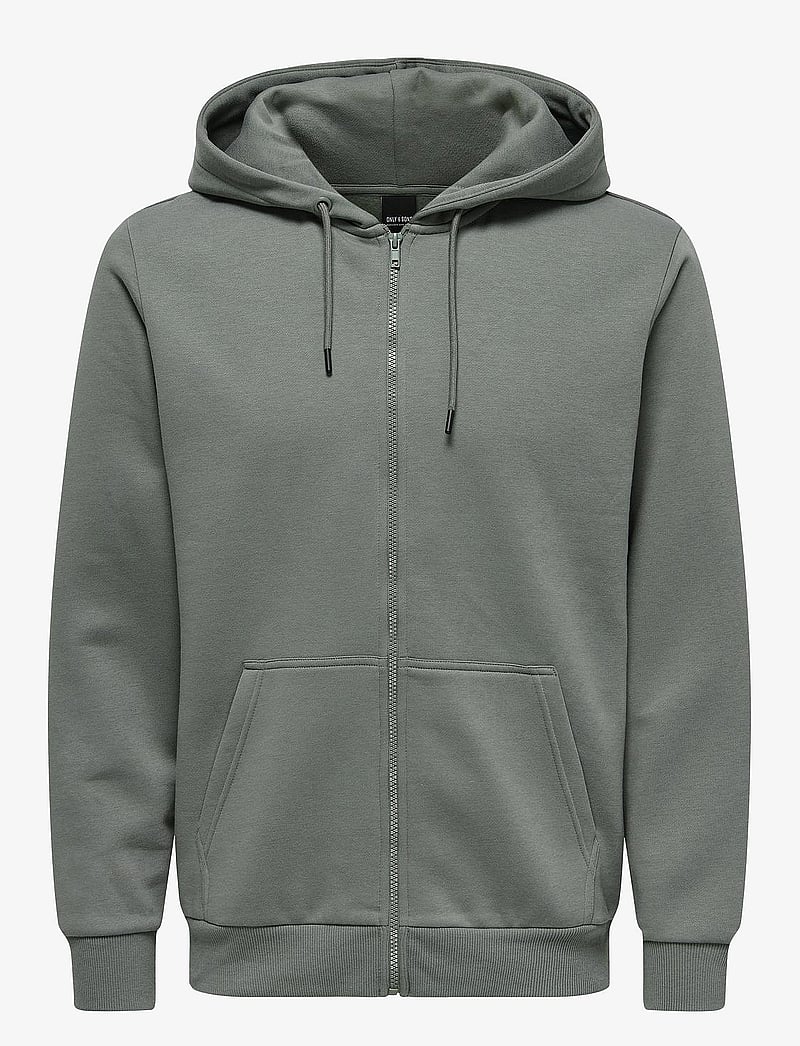 ONLY & SONS - ONSCERES ZIP THR. HOODIE SWEAT NOOS - kapuutsiga dressipluusid - castor gray - 1