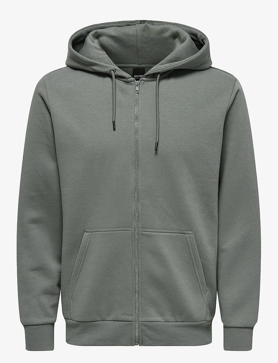 ONLY & SONS - ONSCERES ZIP THR. HOODIE SWEAT NOOS - hoodies - castor gray - 1