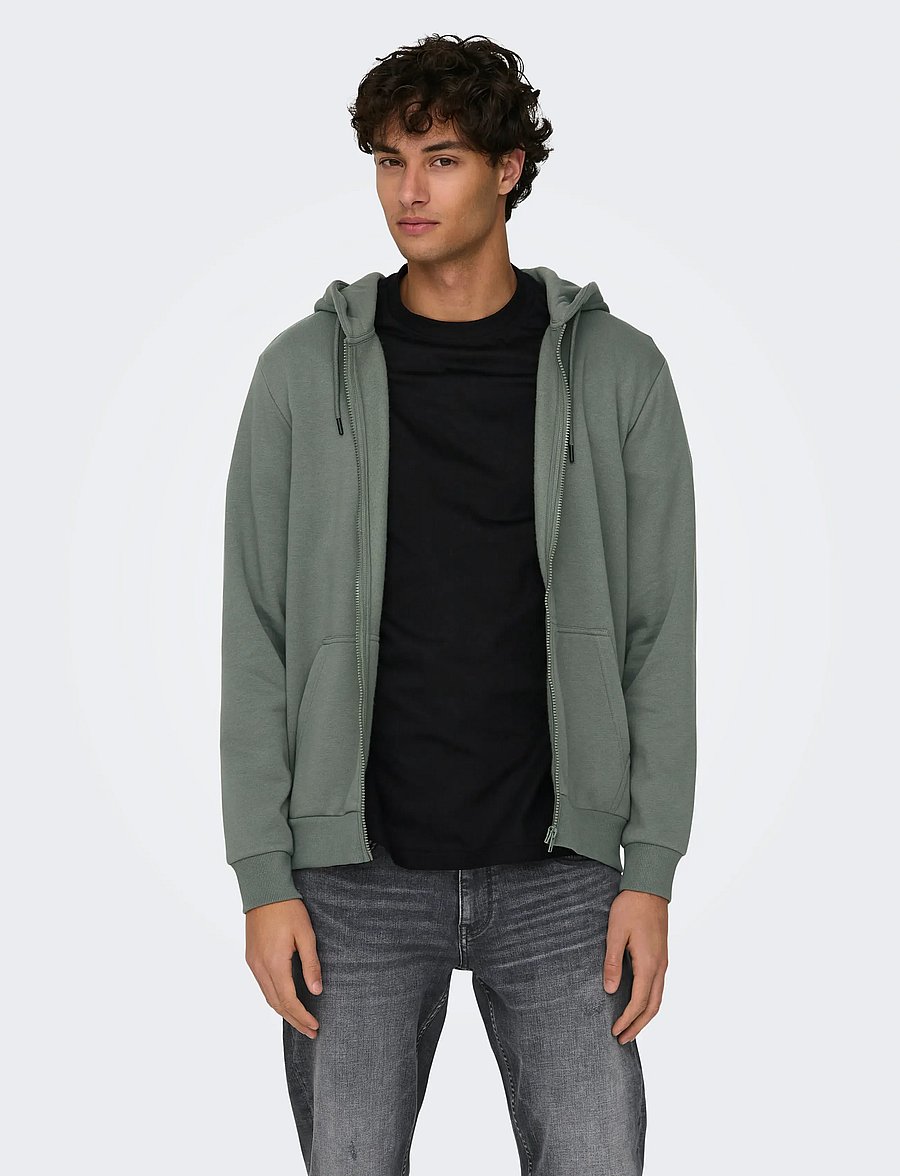 ONLY & SONS - ONSCERES ZIP THR. HOODIE SWEAT NOOS - hoodies - castor gray - 0