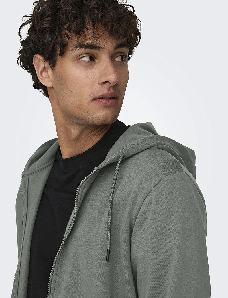 ONLY & SONS - ONSCERES ZIP THR. HOODIE SWEAT NOOS - kapuutsiga dressipluusid - castor gray - 4