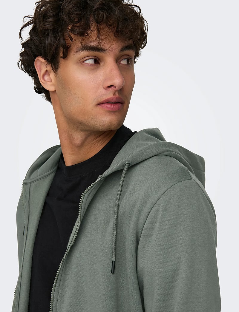 ONLY & SONS - ONSCERES ZIP THR. HOODIE SWEAT NOOS - džemperiai su gobtuvu - castor gray - 4