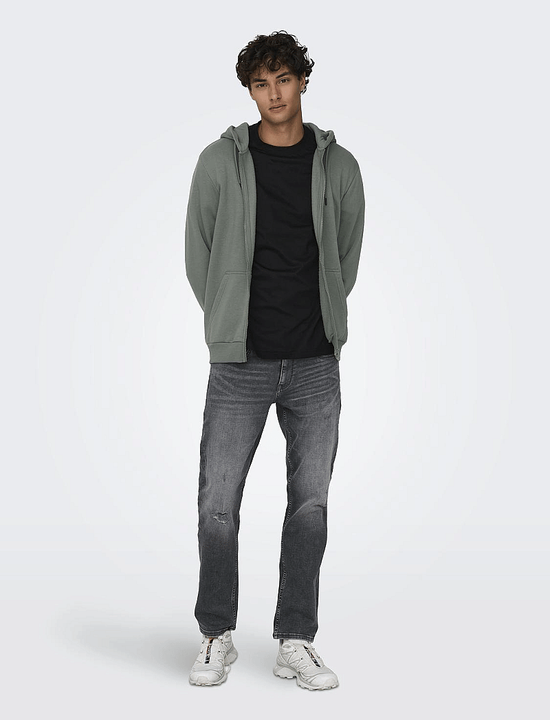 ONLY & SONS - ONSCERES ZIP THR. HOODIE SWEAT NOOS - kapuutsiga dressipluusid - castor gray - 5