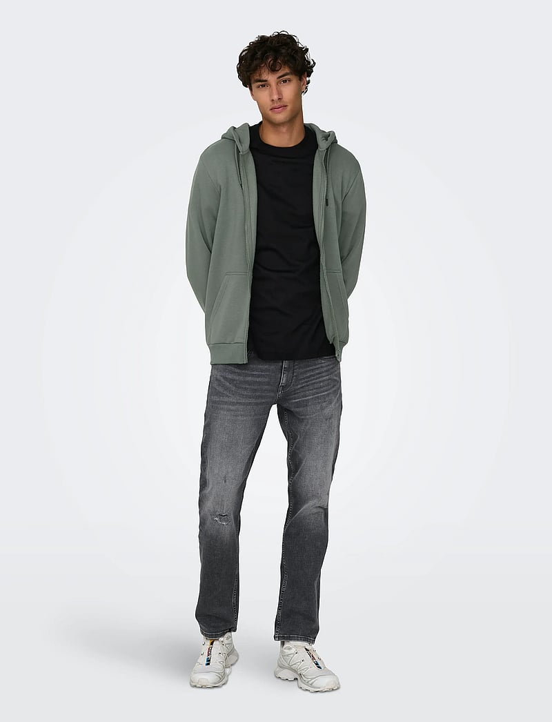 ONLY & SONS - ONSCERES ZIP THR. HOODIE SWEAT NOOS - džemperiai su gobtuvu - castor gray - 5