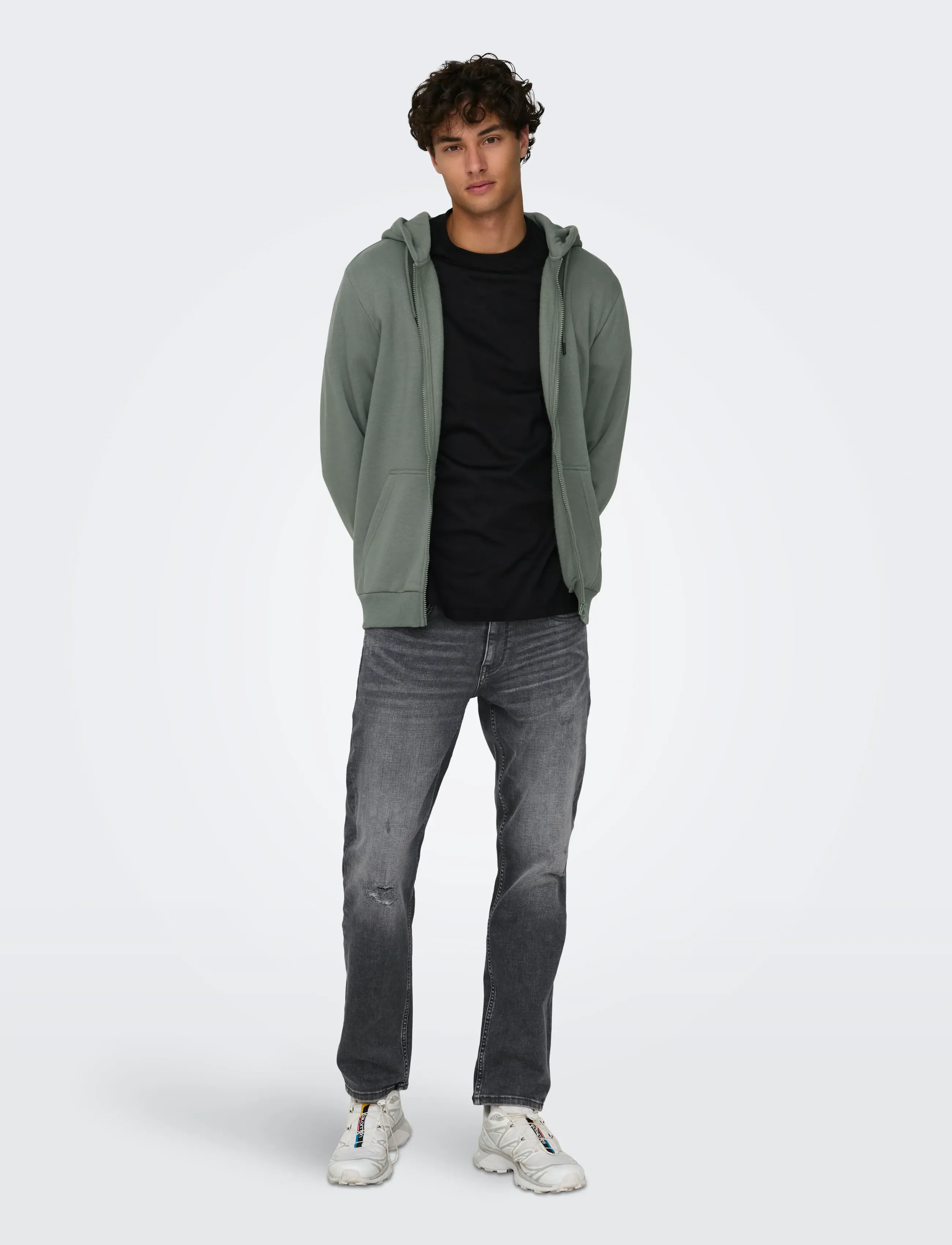 ONLY & SONS - ONSCERES ZIP THR. HOODIE SWEAT NOOS - hettupeysur - castor gray - 5