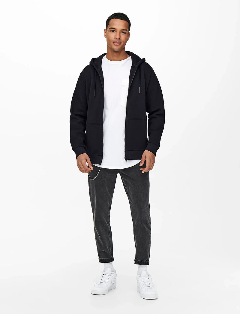 ONLY & SONS - ONSCERES ZIP THR. HOODIE SWEAT NOOS - hættetrøjer - dark navy - 4