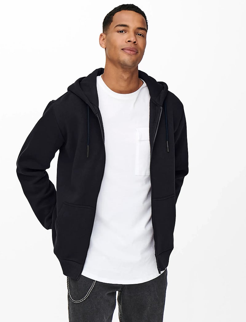 ONLY & SONS - ONSCERES ZIP THR. HOODIE SWEAT NOOS - hættetrøjer - dark navy - 5