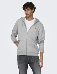 ONLY & SONS - ONSCERES ZIP THR. HOODIE SWEAT NOOS - hoodies - light grey melange - 2