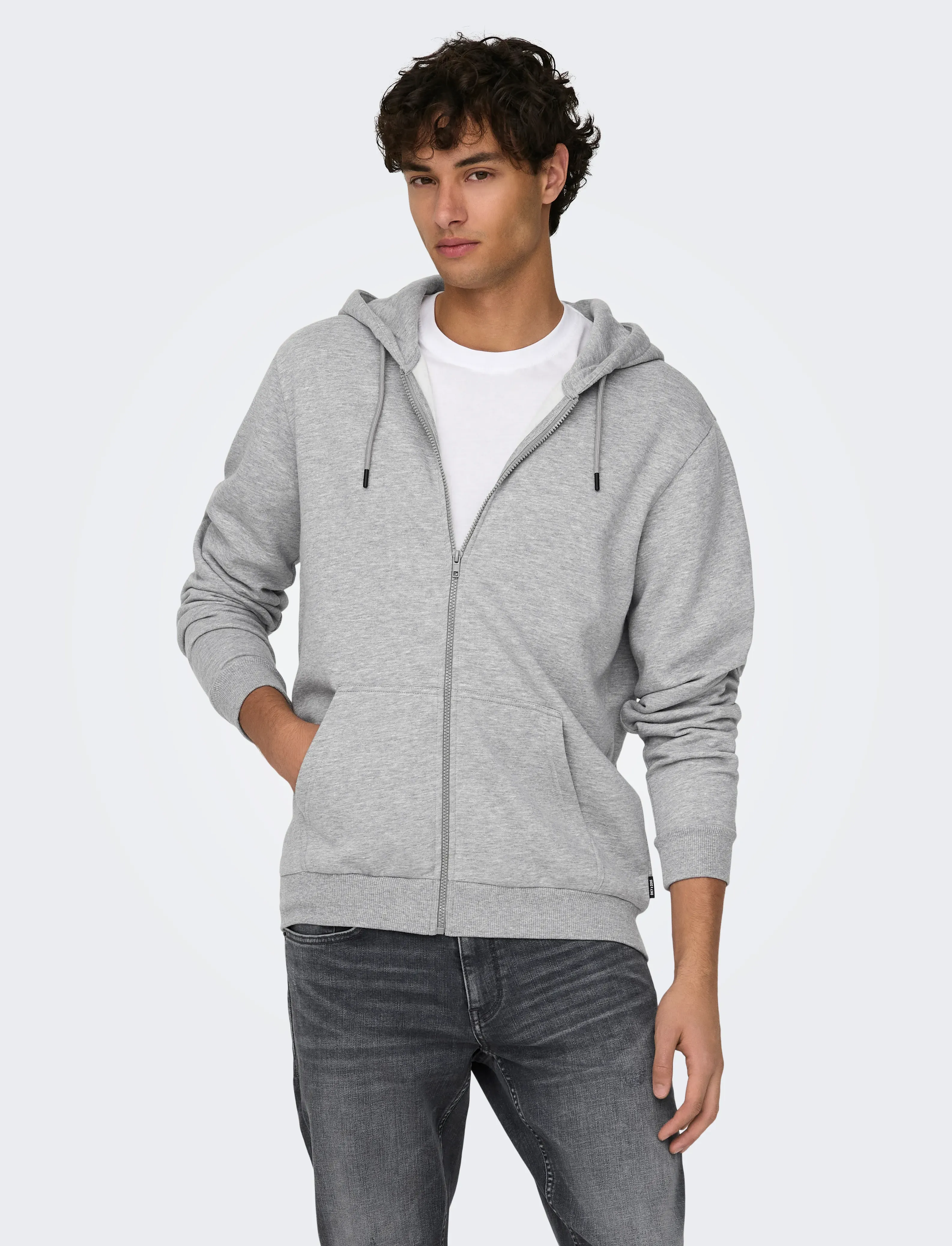 ONLY & SONS ONSCERES ZIP THR. HOODIE SWEAT NOOS - Hupparit - LIGHT GREY MELANGE / grey