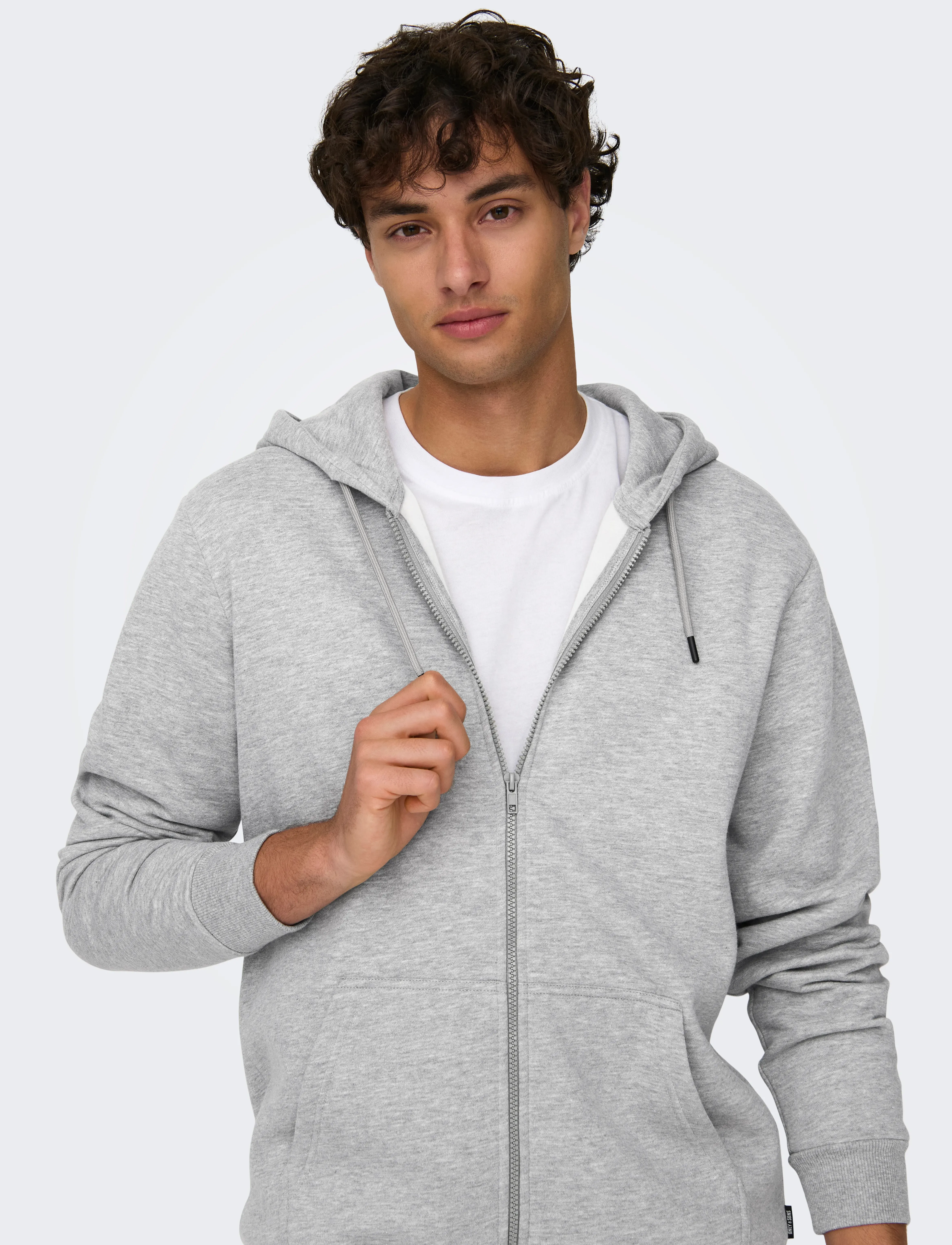ONLY & SONS - ONSCERES ZIP THR. HOODIE SWEAT NOOS - dressipluusid - light grey melange - 5