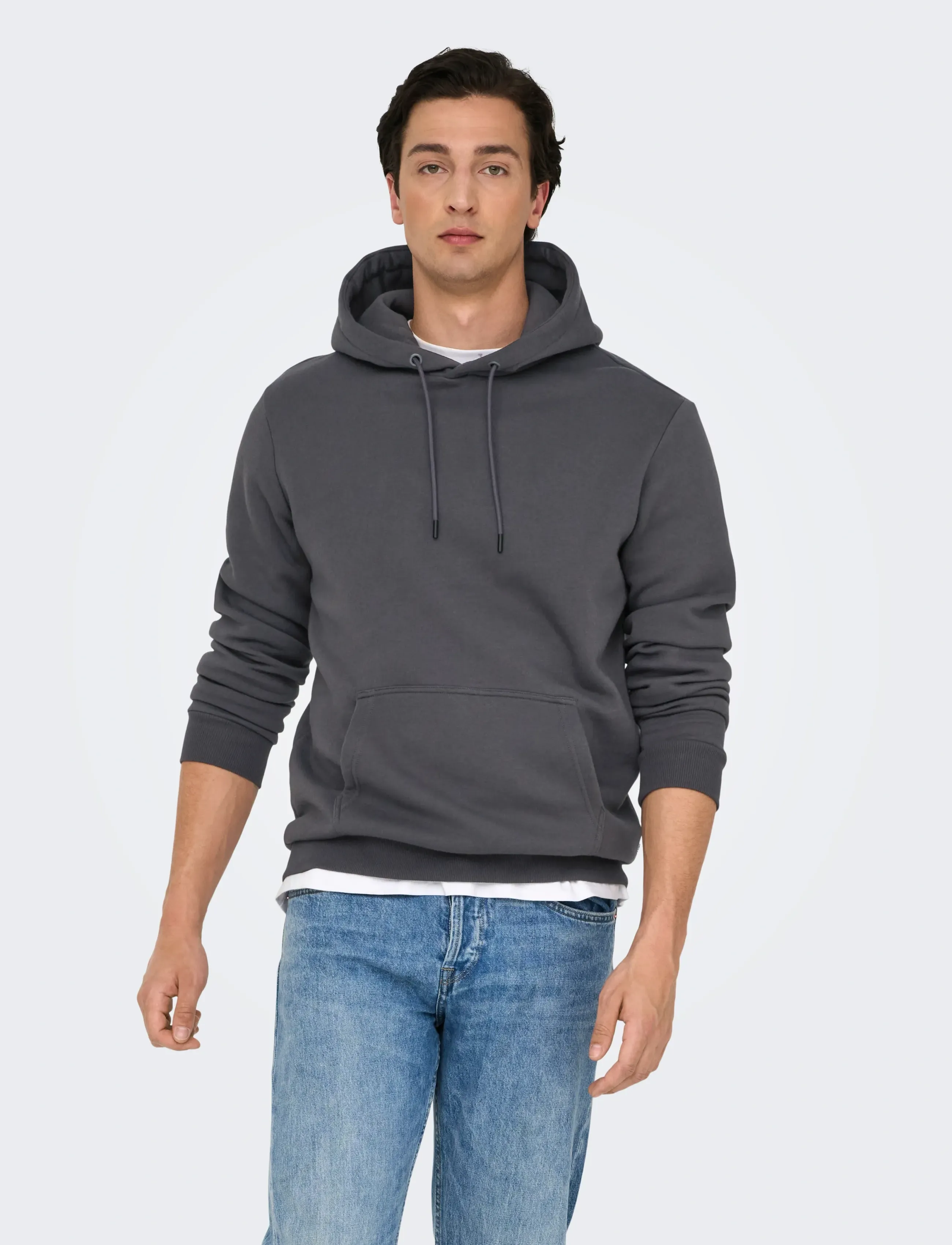 ONLY & SONS Onsceres Hoodie Sweat Noos, Mænd, Hættetrøje, Grå, Str: XL