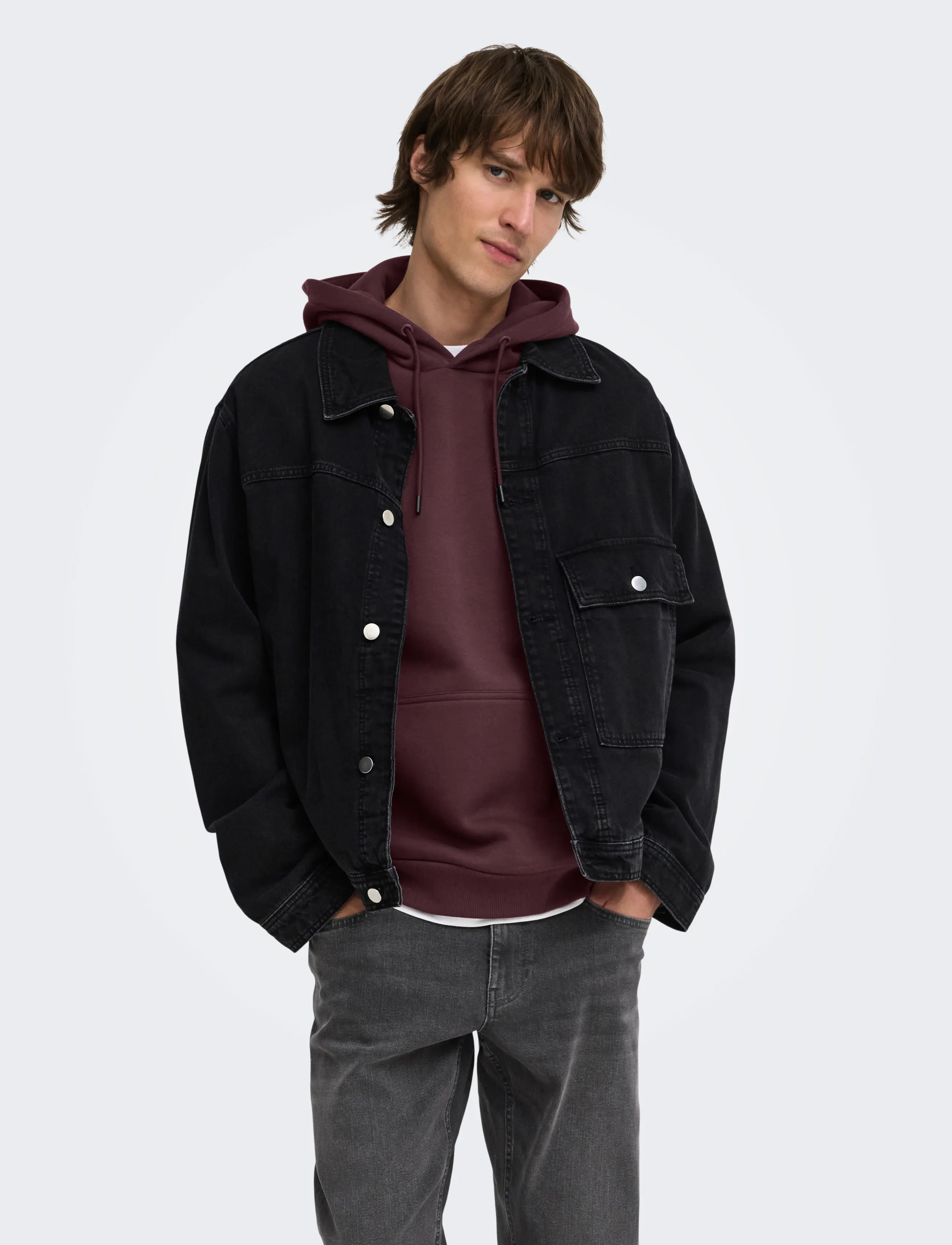 ONLY & SONS ONSCERES HOODIE SWEAT NOOS - Clothing - HUCKLEBERRY / burgundy