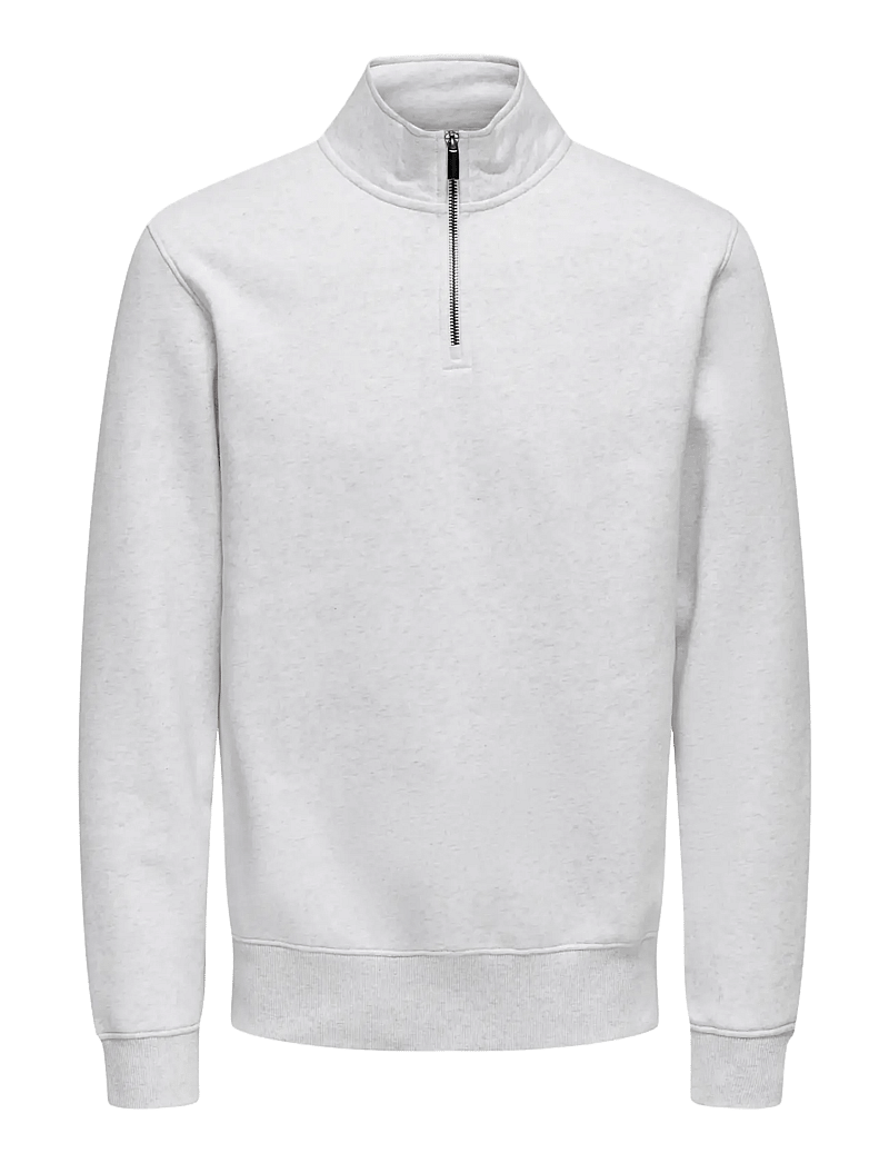 ONLY & SONS - ONSCERES HALF ZIP SWEAT NOOS - kollektionen - super light grey melange - 1