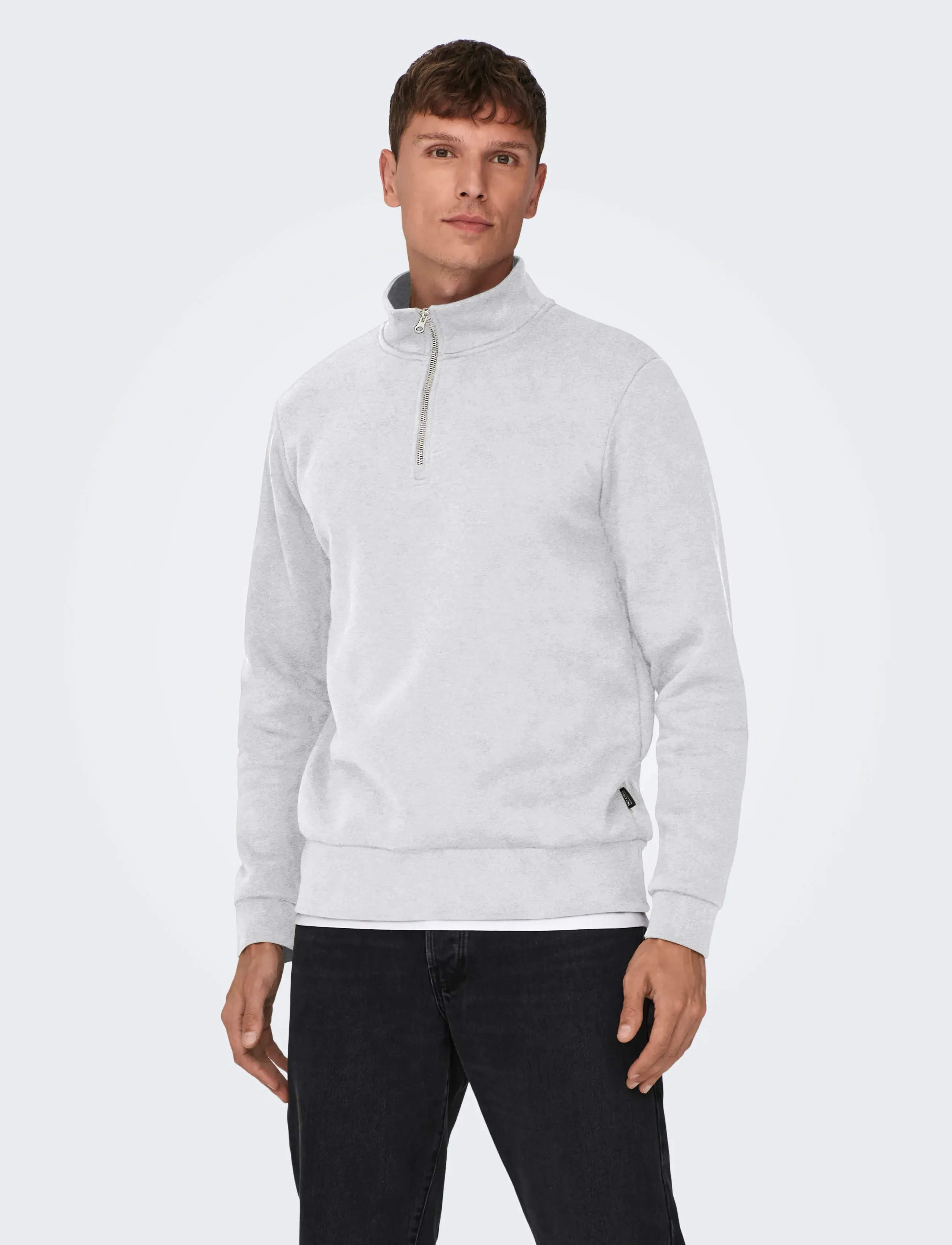 ONLY & SONS ONSCERES HALF ZIP SWEAT NOOS - Bestsellere - SUPER LIGHT GREY MELANGE / grey