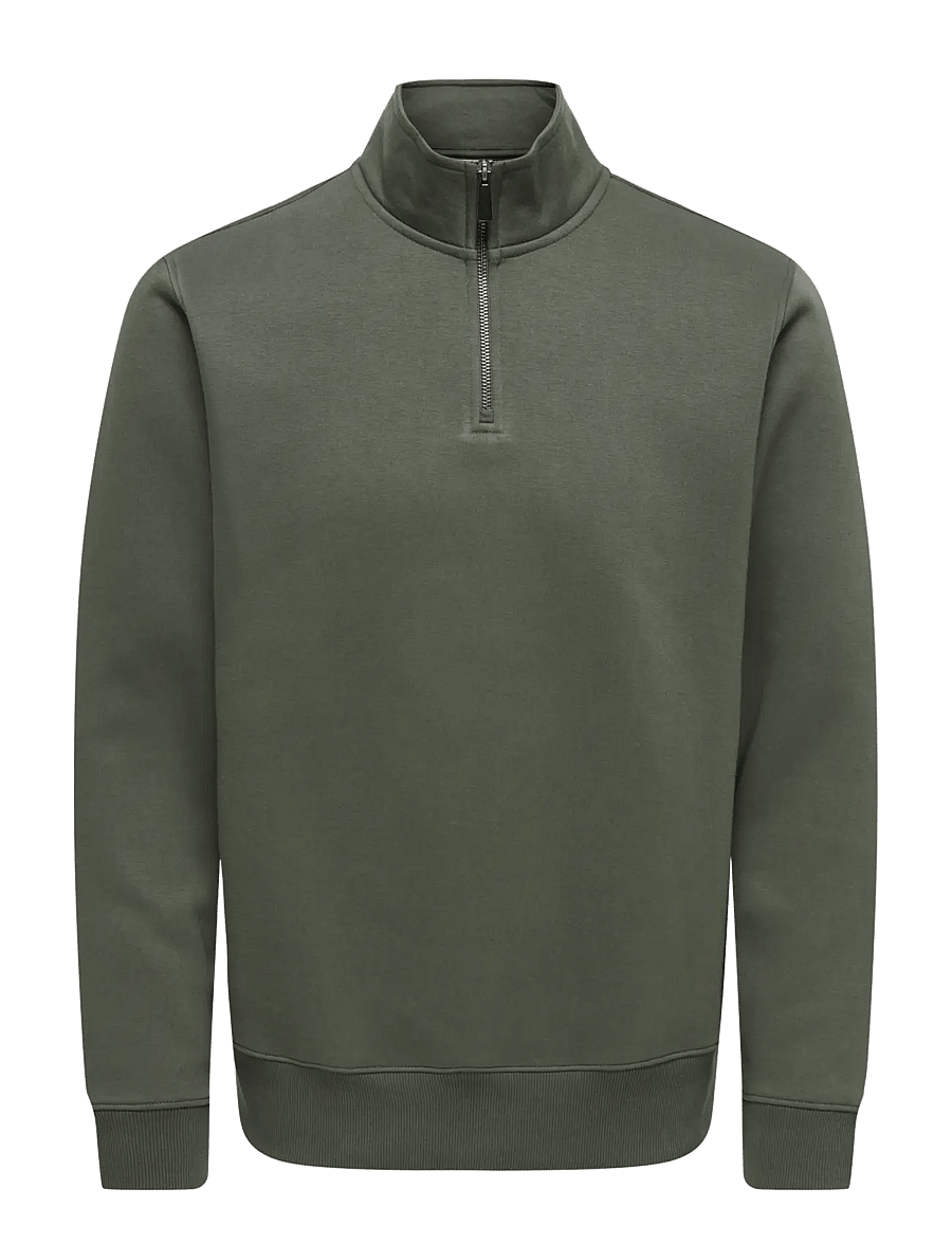 ONLY & SONS - ONSCERES HALF ZIP SWEAT NOOS - sweatshirts - beluga - 1