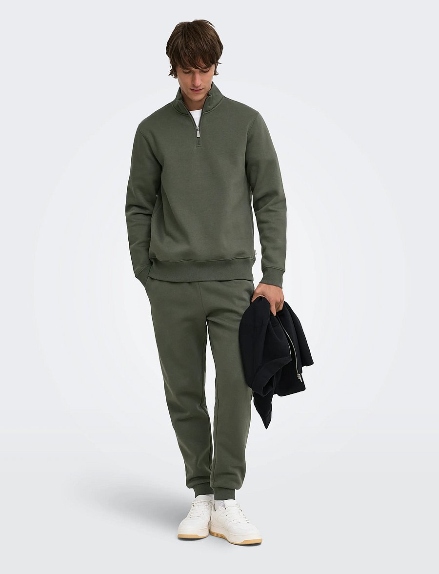 ONLY & SONS - ONSCERES HALF ZIP SWEAT NOOS - sweatshirts - beluga - 4
