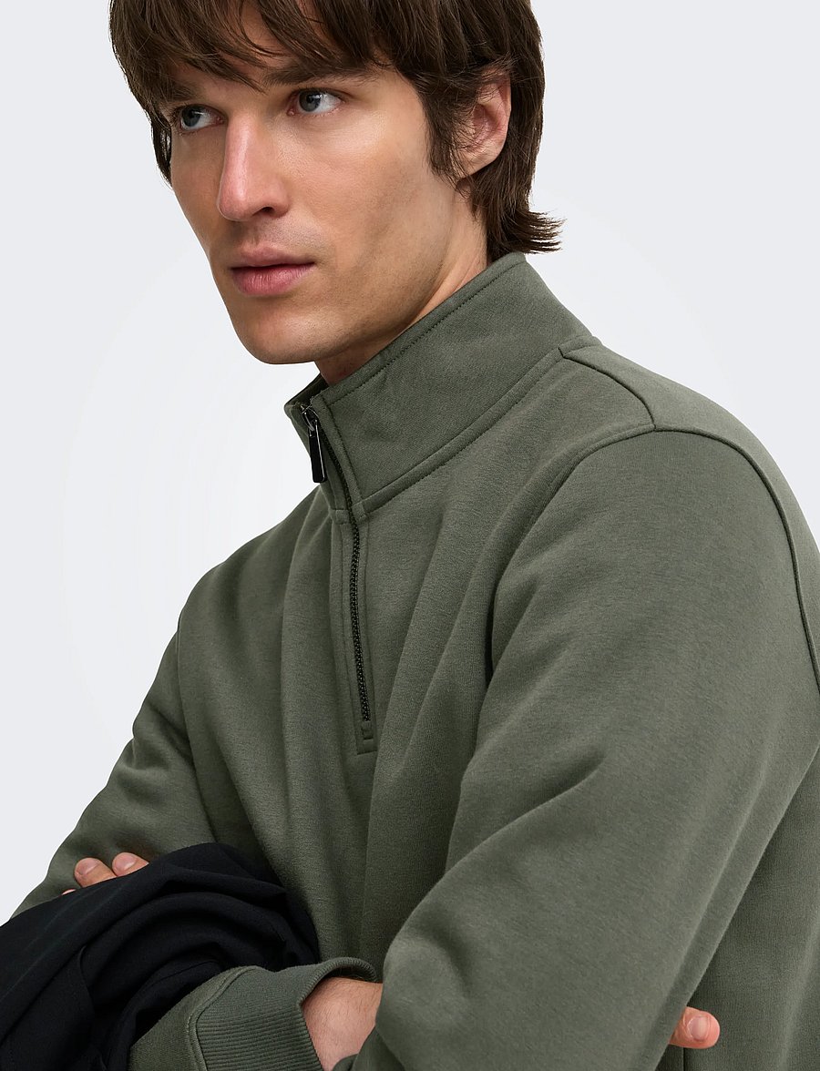 ONLY & SONS - ONSCERES HALF ZIP SWEAT NOOS - sweatshirts - beluga - 5