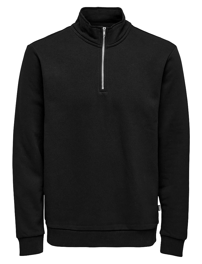 ONLY & SONS - ONSCERES HALF ZIP SWEAT NOOS - collegepaidat - black - 1
