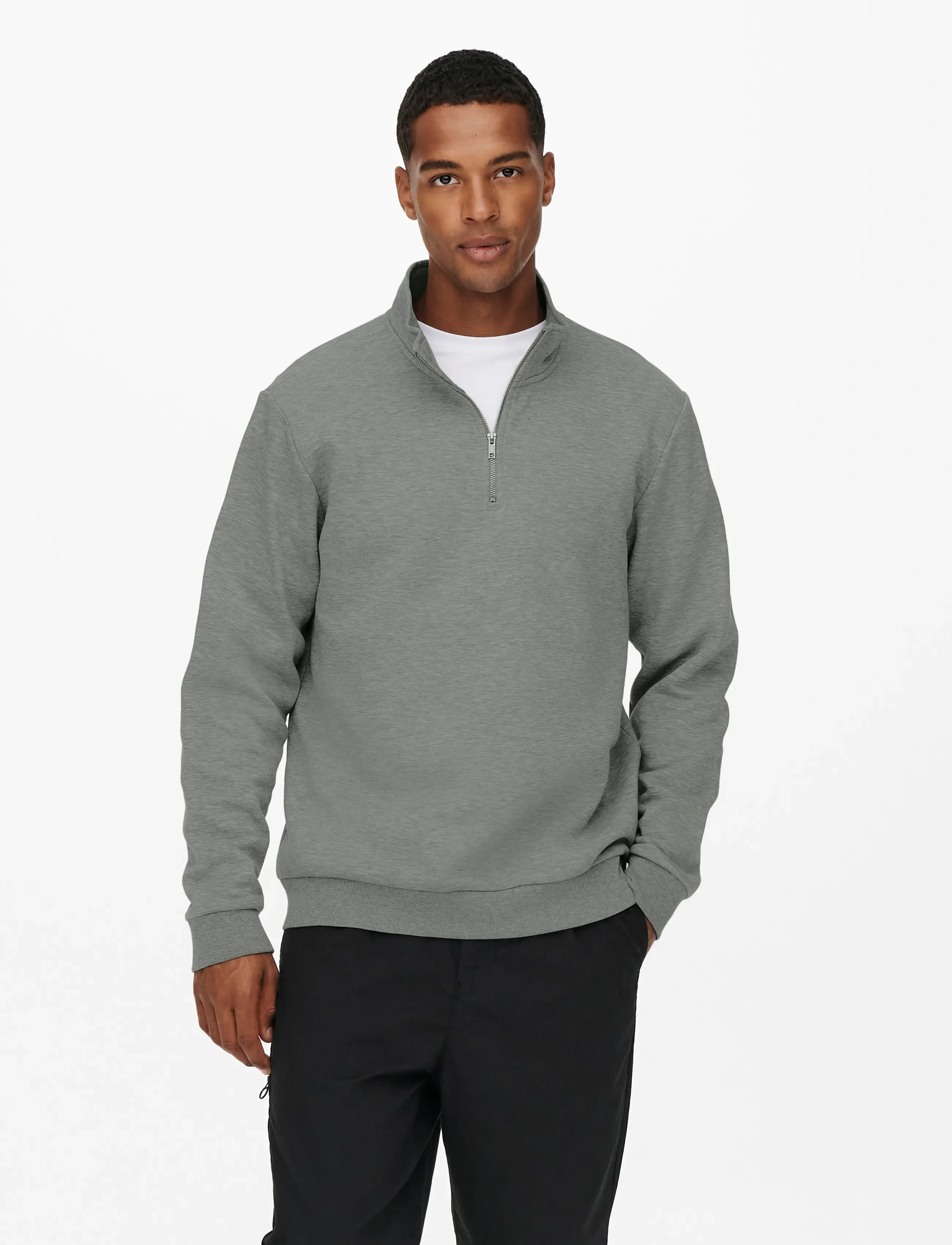 ONLY & SONS ONSCERES HALF ZIP SWEAT NOOS - Dressipluusid - CASTOR GRAY / grey