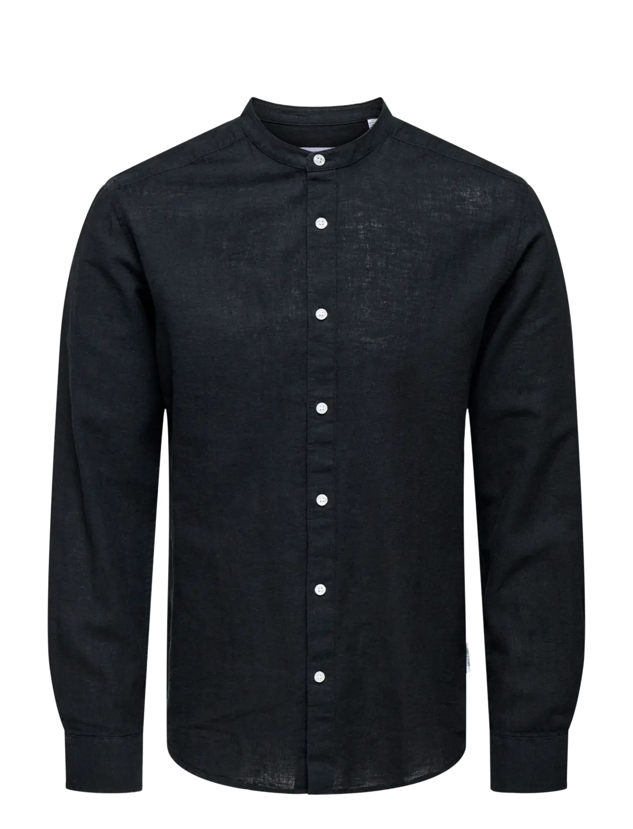 ONLY & SONS Onscaiden Life Ls Linen Blend Mao Noos Schwarz - XL - Herren