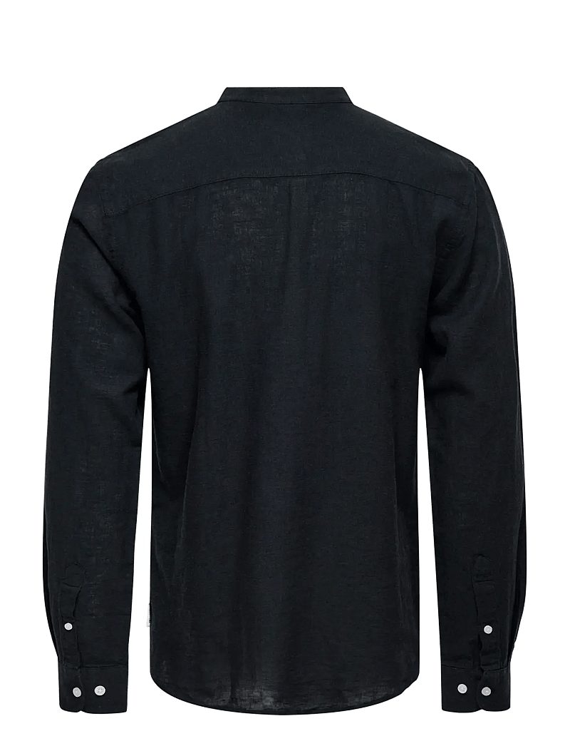 ONLY & SONS - ONSCAIDEN LIFE LS LINEN BLEND MAO NOOS - hørskjorter - black - 2