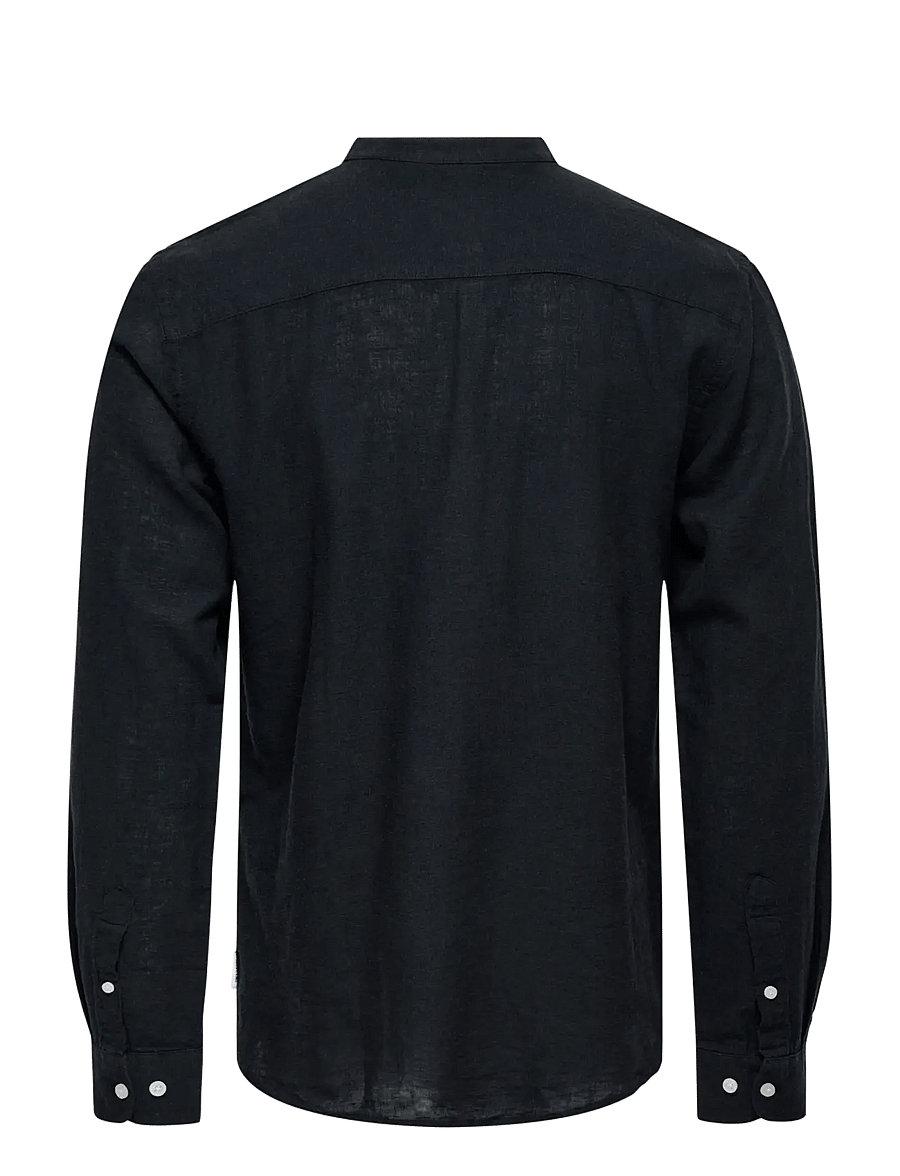 ONLY & SONS - ONSCAIDEN LIFE LS LINEN BLEND MAO NOOS - linneskjortor - black - 2