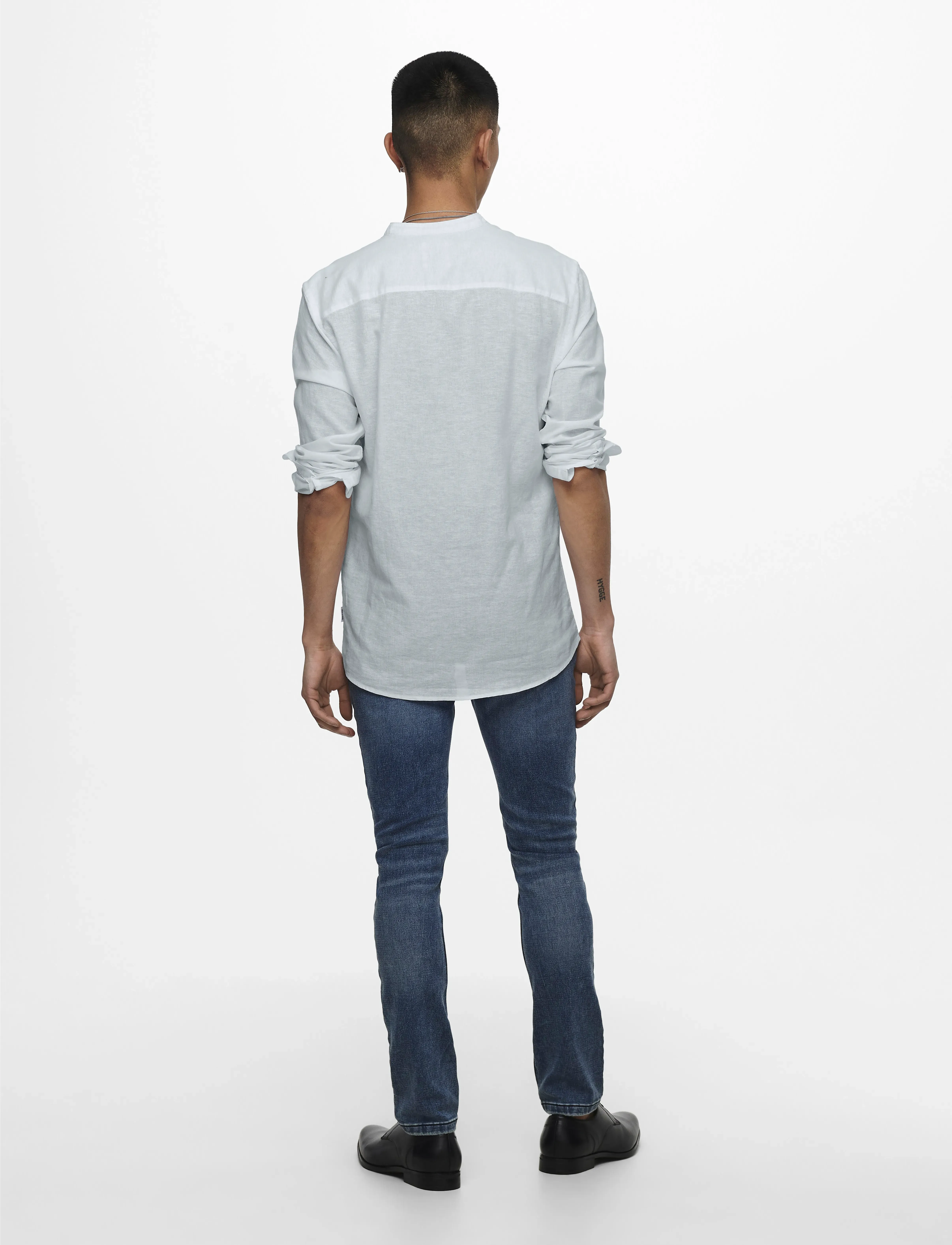 ONLY & SONS - ONSCAIDEN LIFE LS LINEN BLEND MAO NOOS - hørskjorter - cashmere blue - 3